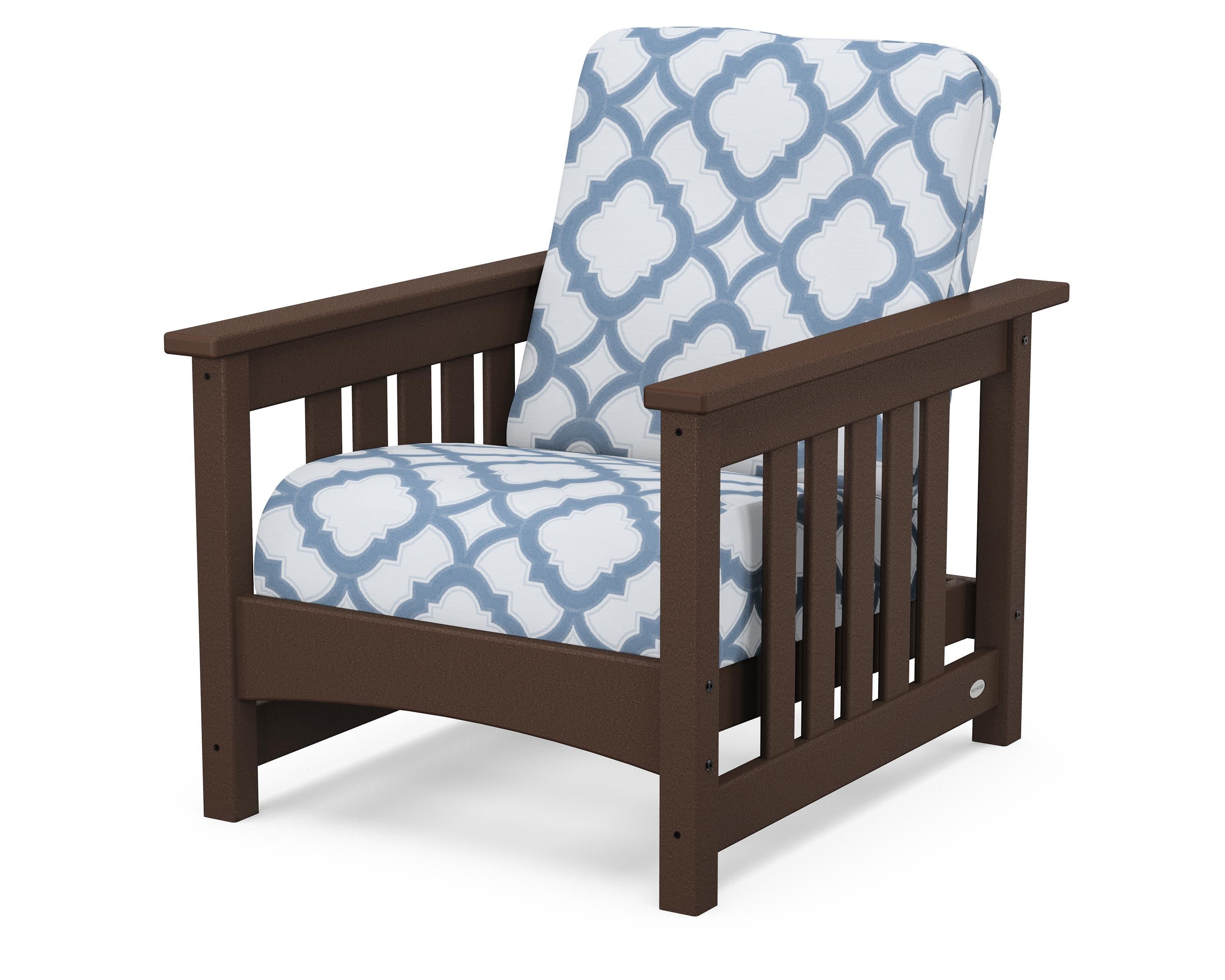 Club Mission Chair in Mahogany / Trellis Sky Blue