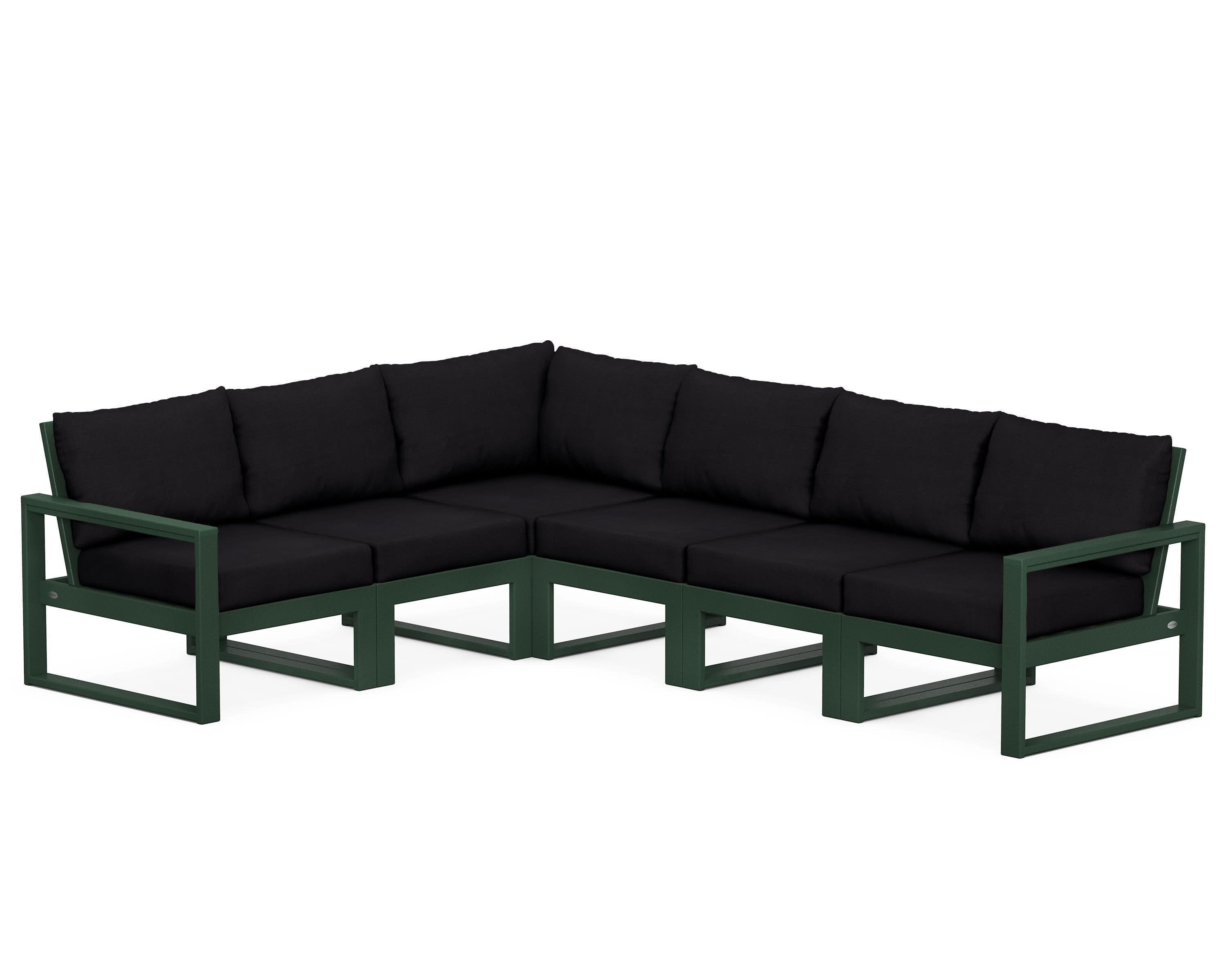 EDGE 6-Piece Modular Deep Seating Set in Green / Midnight Linen