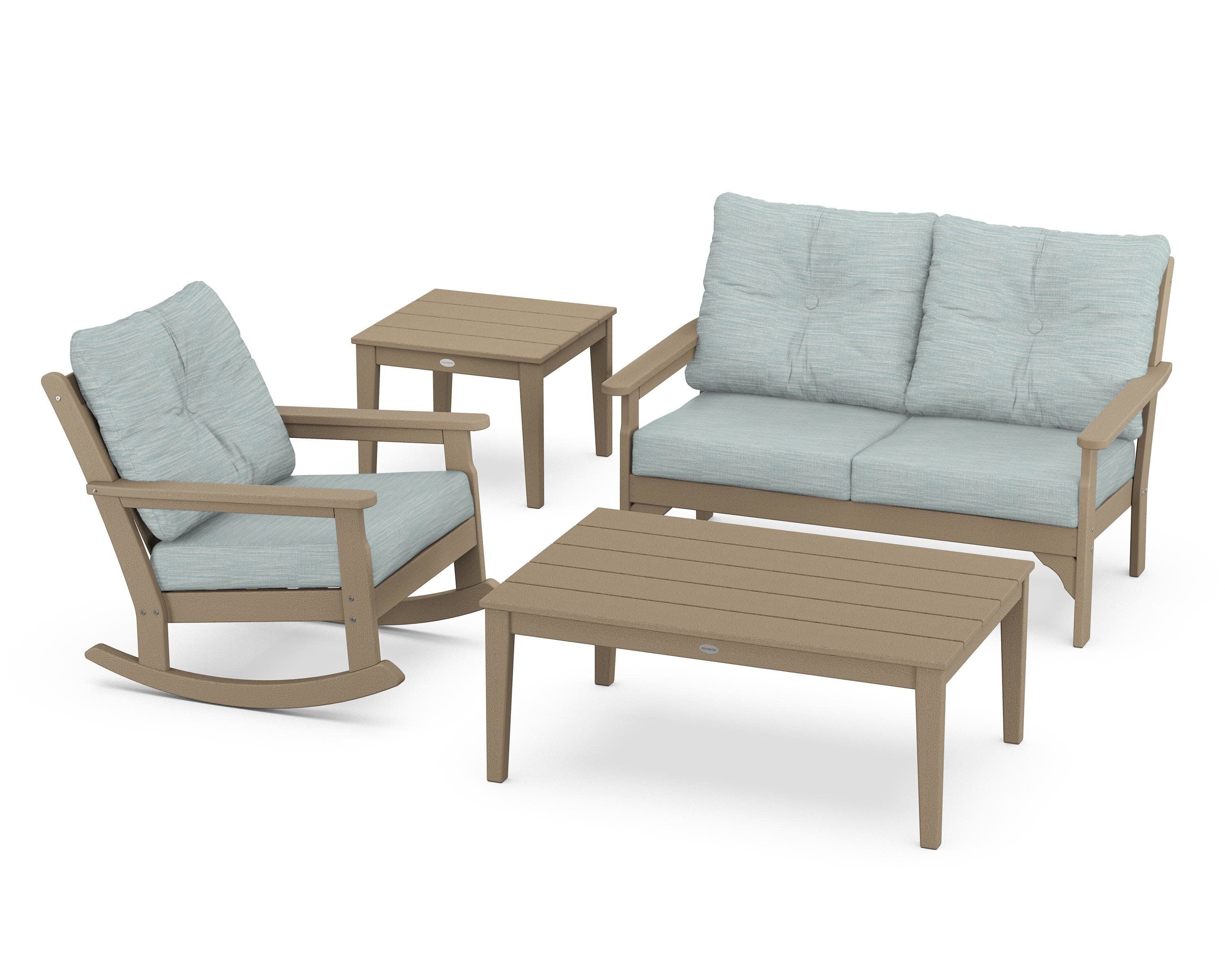 Vineyard 4-Piece Deep Seating Rocker Set in Vintage Sahara / Soothe Mist