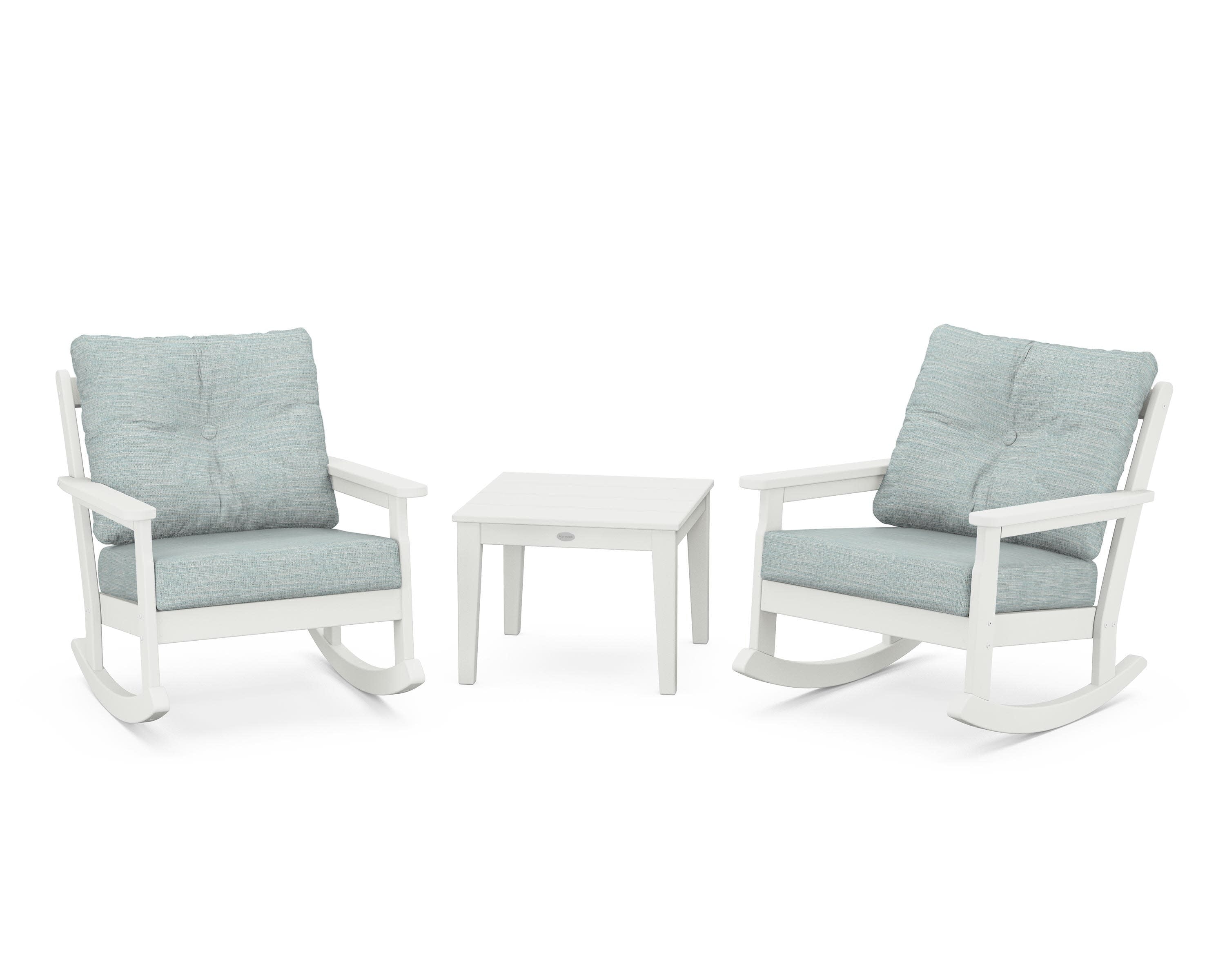 Vineyard 3-Piece Deep Seating Rocker Set in Vintage White / Soothe Mist