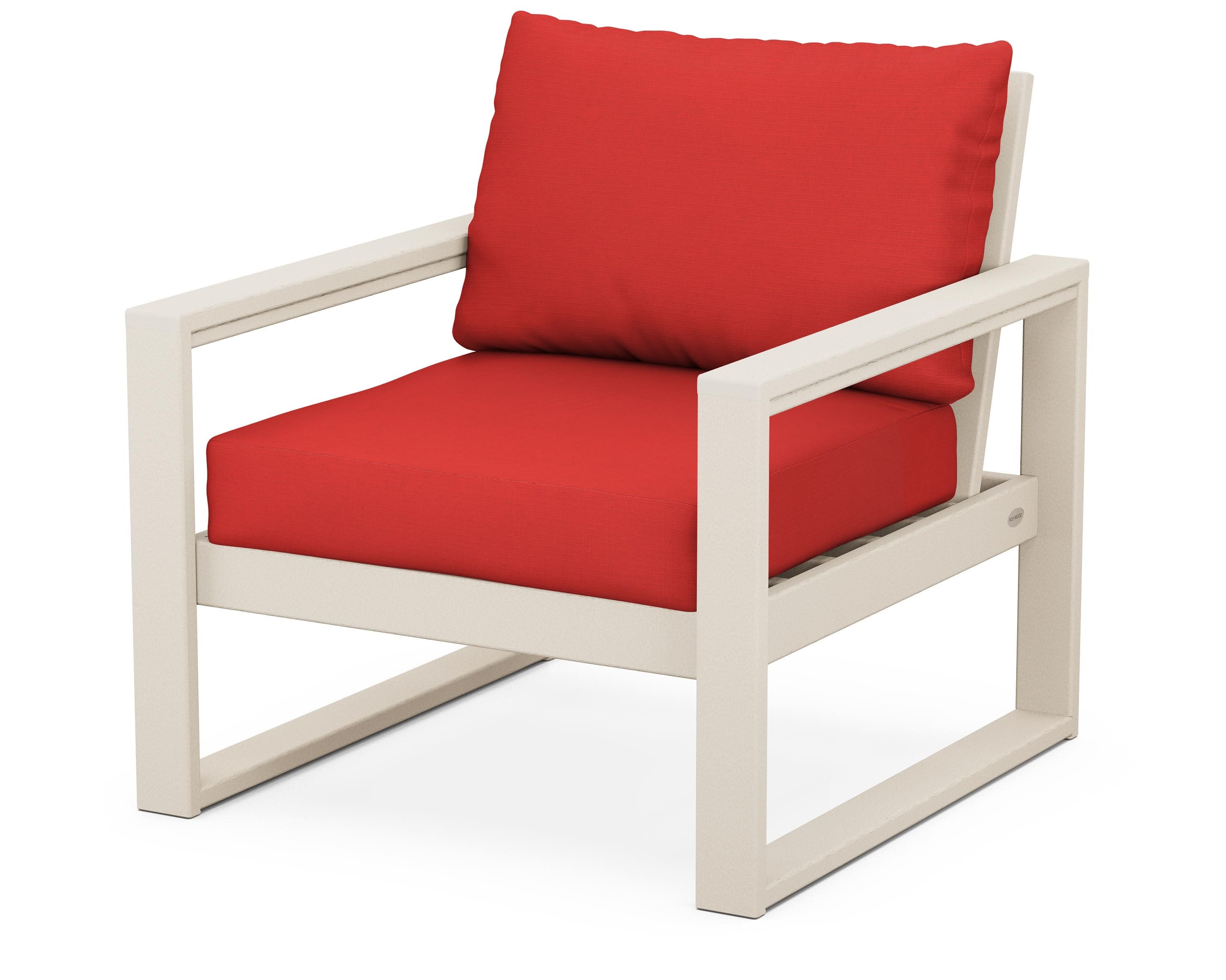 EDGE Club Chair in Sand / Crimson Linen