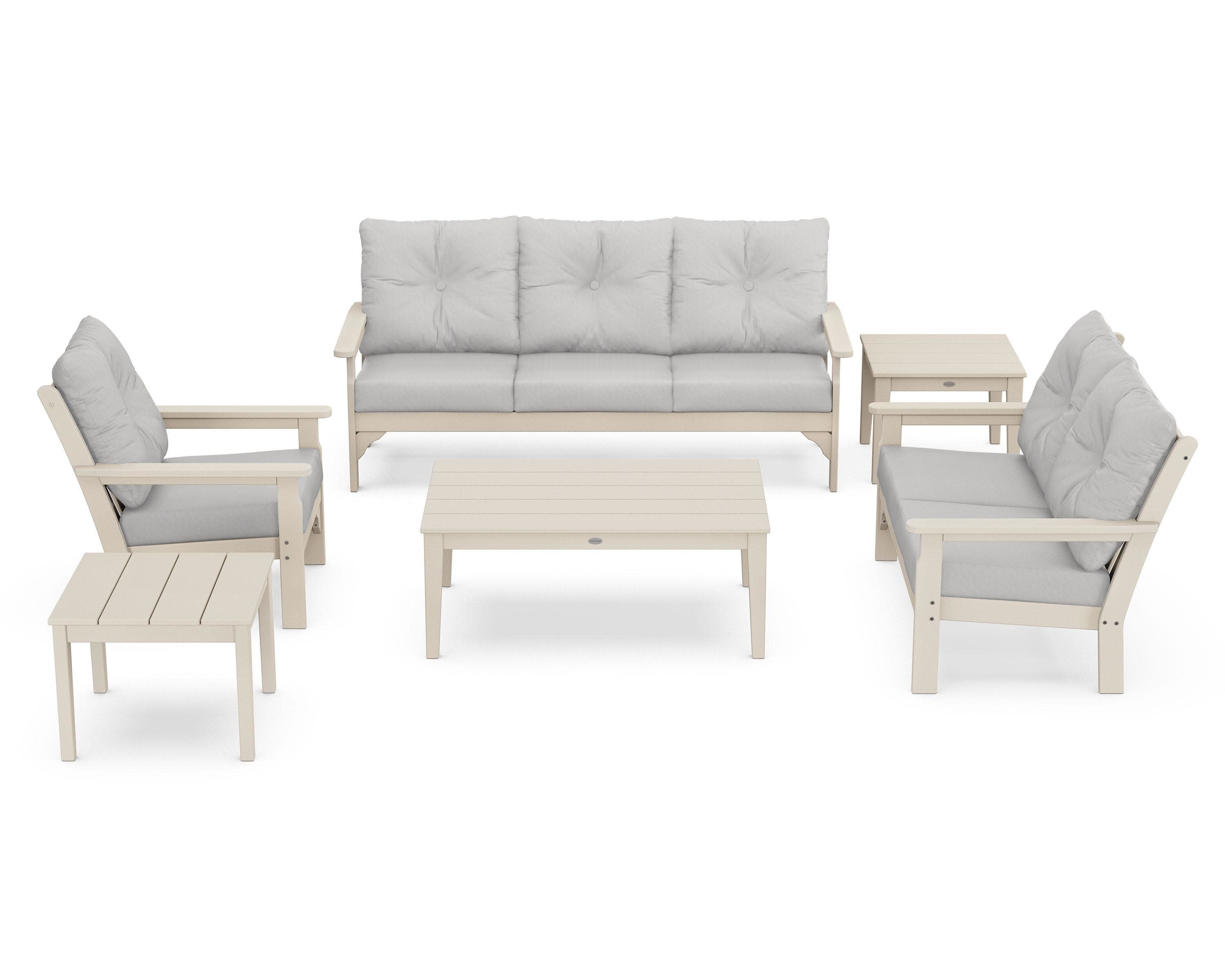 Vineyard 6-Piece Deep Seating Set in Sand / Diamond in the Rough