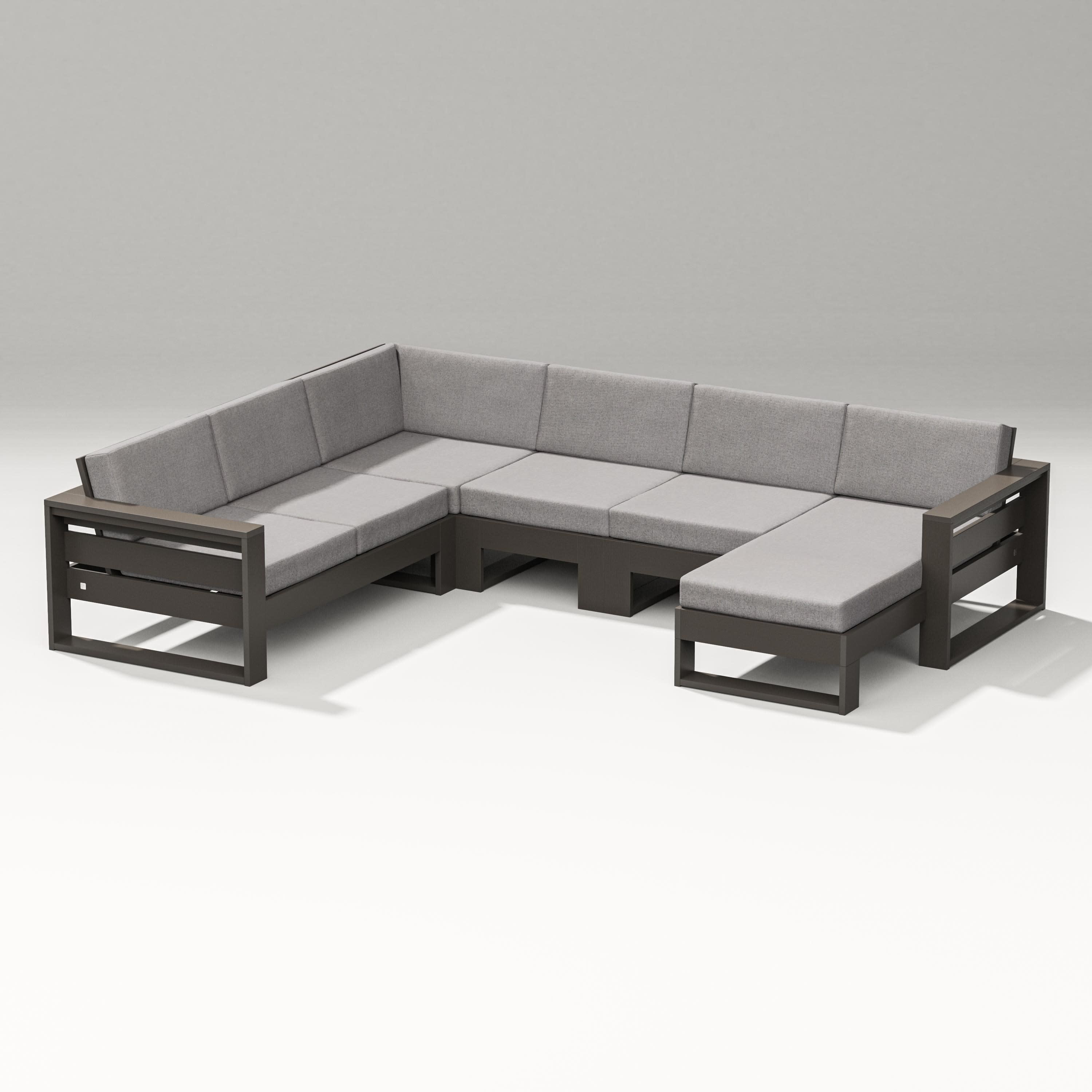 Latitude Corner Sectional with Right Chaise in Vintage Coffee / Grey Mist