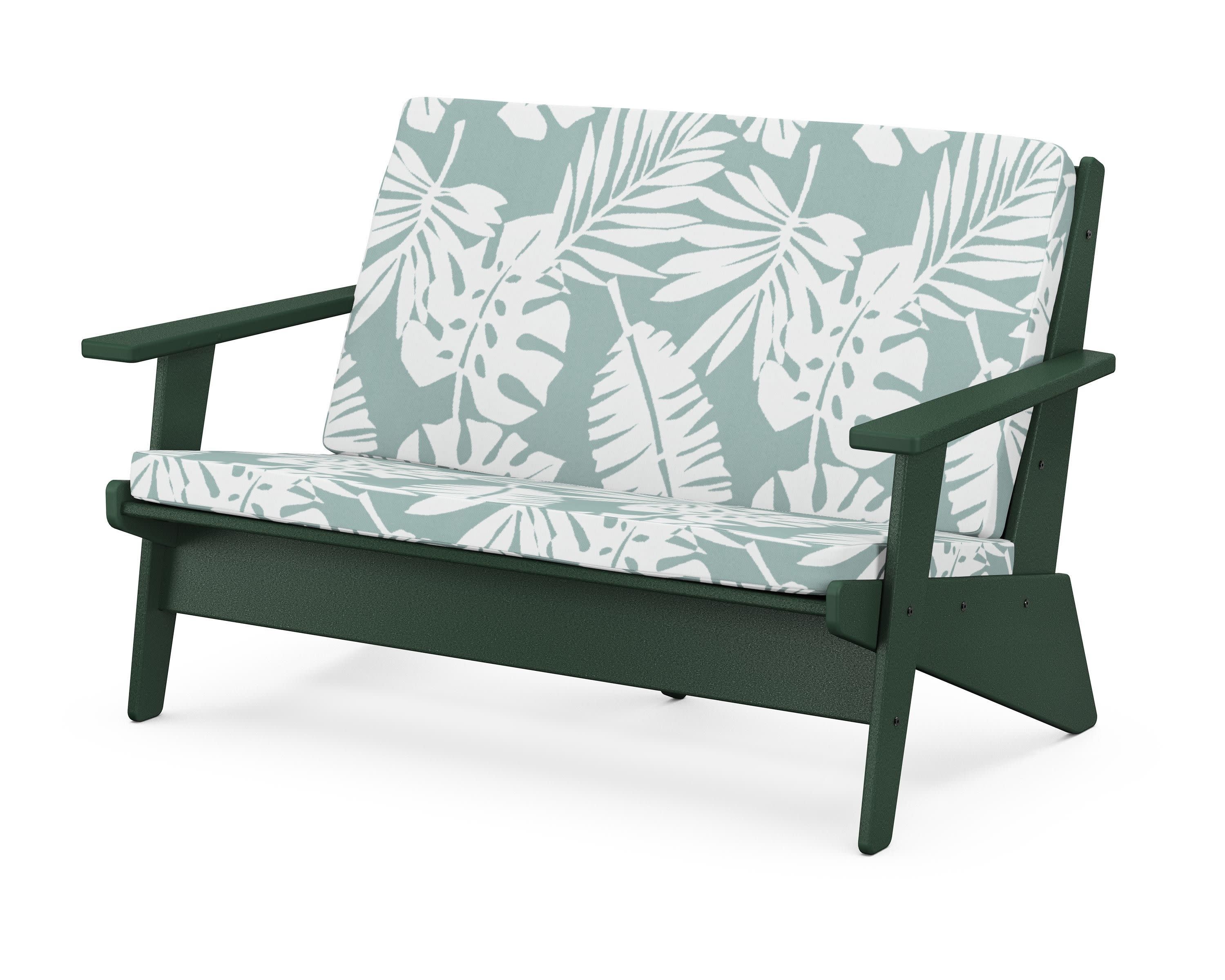 Riviera Modern Lounge Loveseat in Green / Leaf Glacier Spa