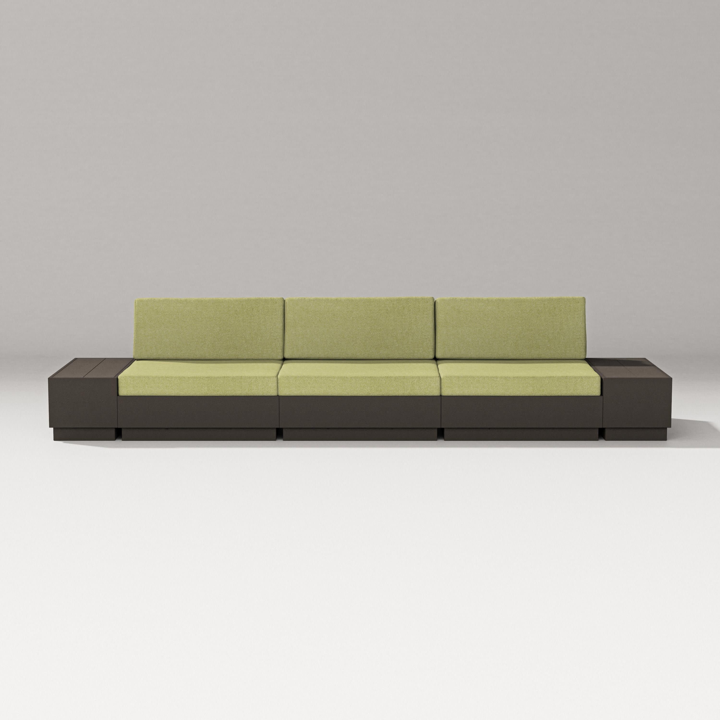 Elevate Straight Sectional in Vintage Coffee / Chartreuse Boucle