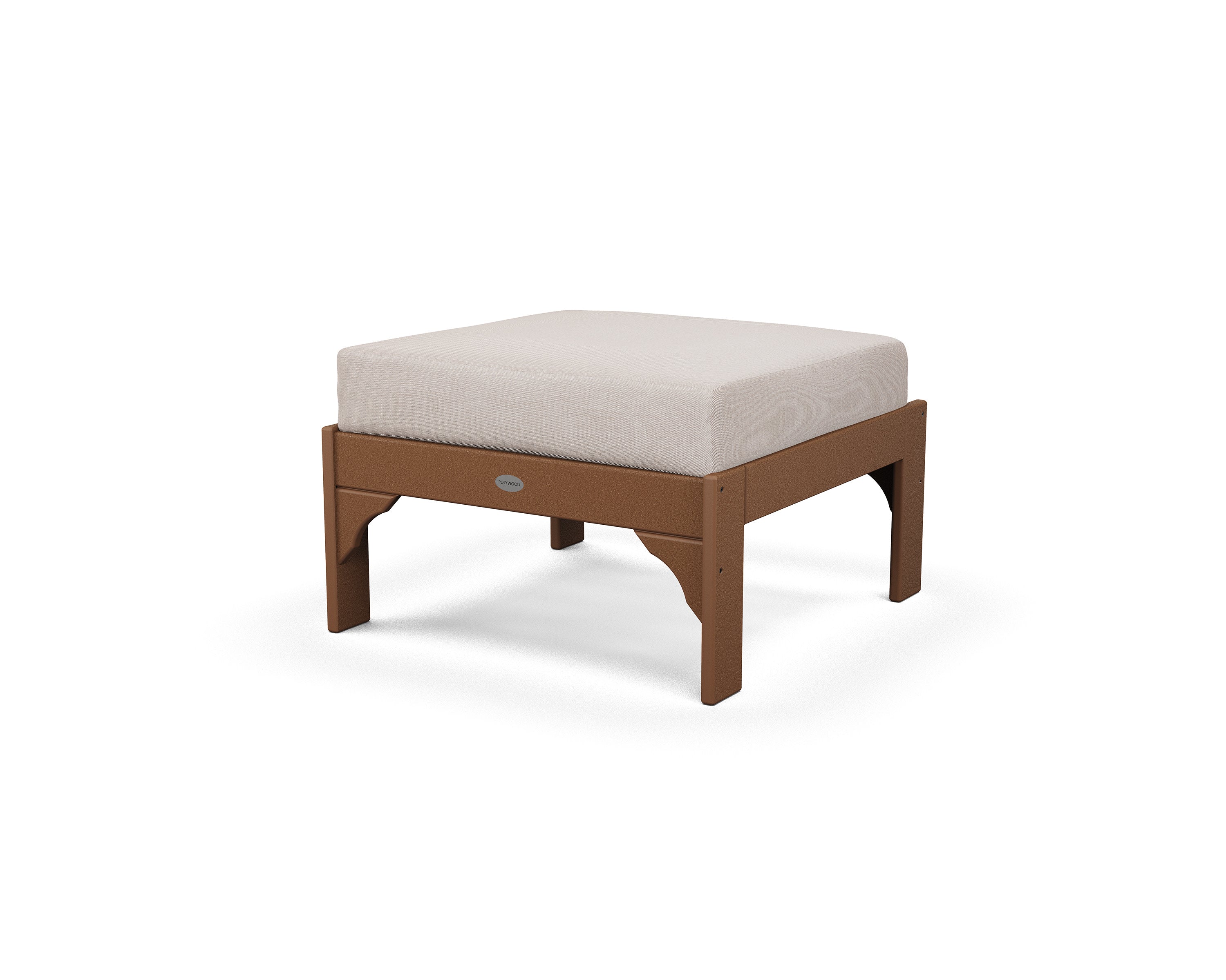 Vineyard Deep Seating Ottoman in Teak / Dune Burlap