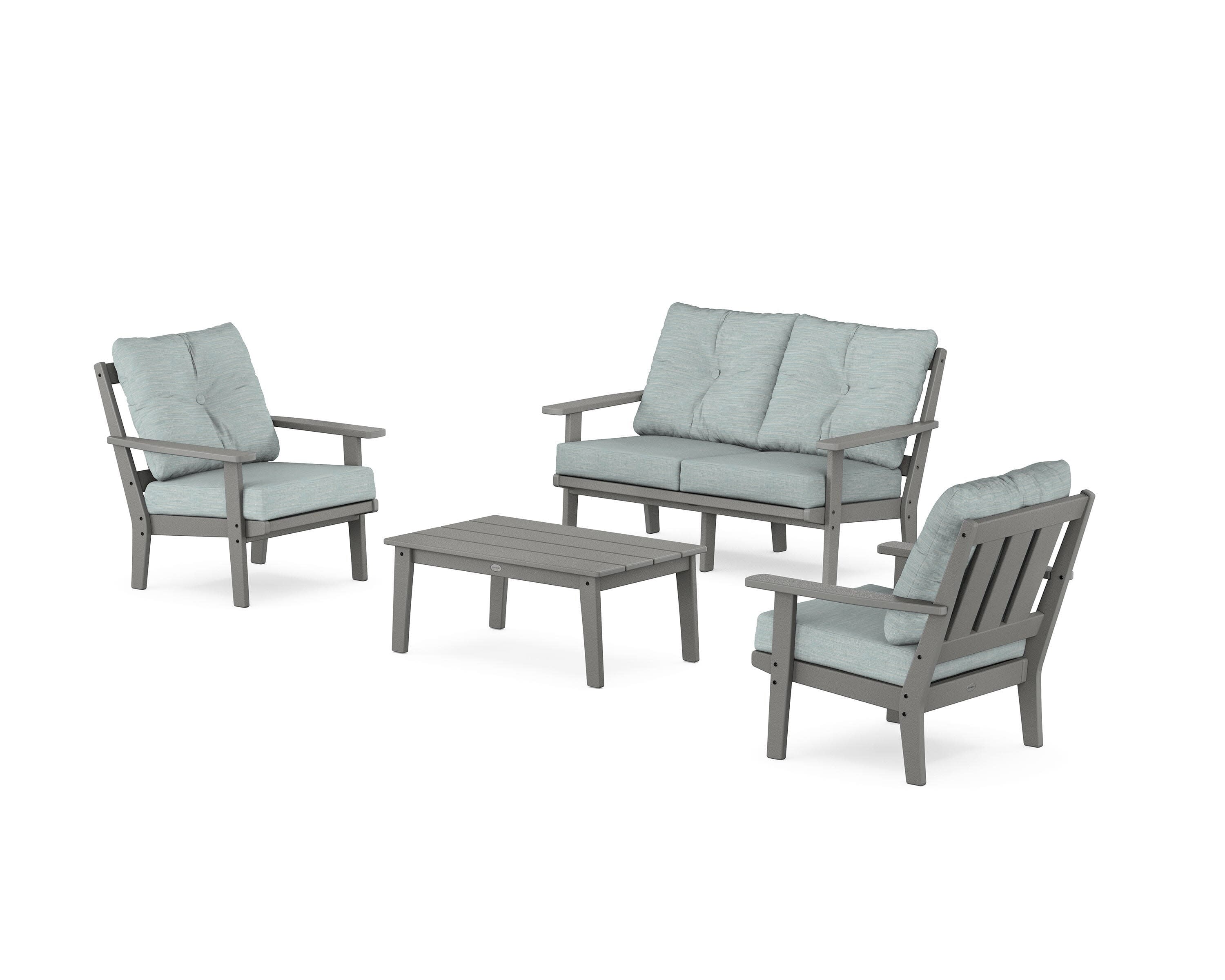 Oxford 4-Piece Deep Seating Set with Loveseat in Slate Grey / Soothe Mist