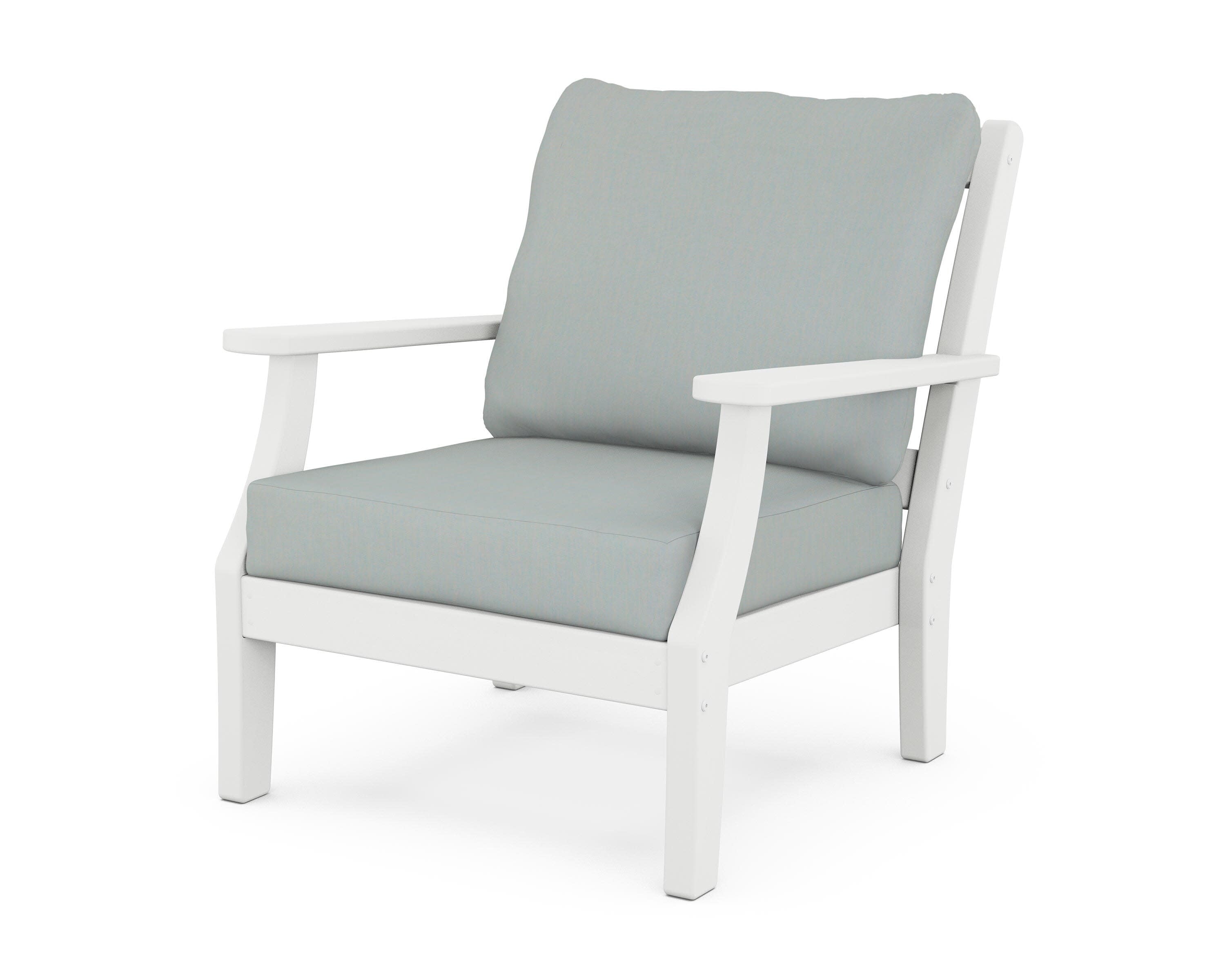 Chinoiserie Deep Seating Chair in White / Spa