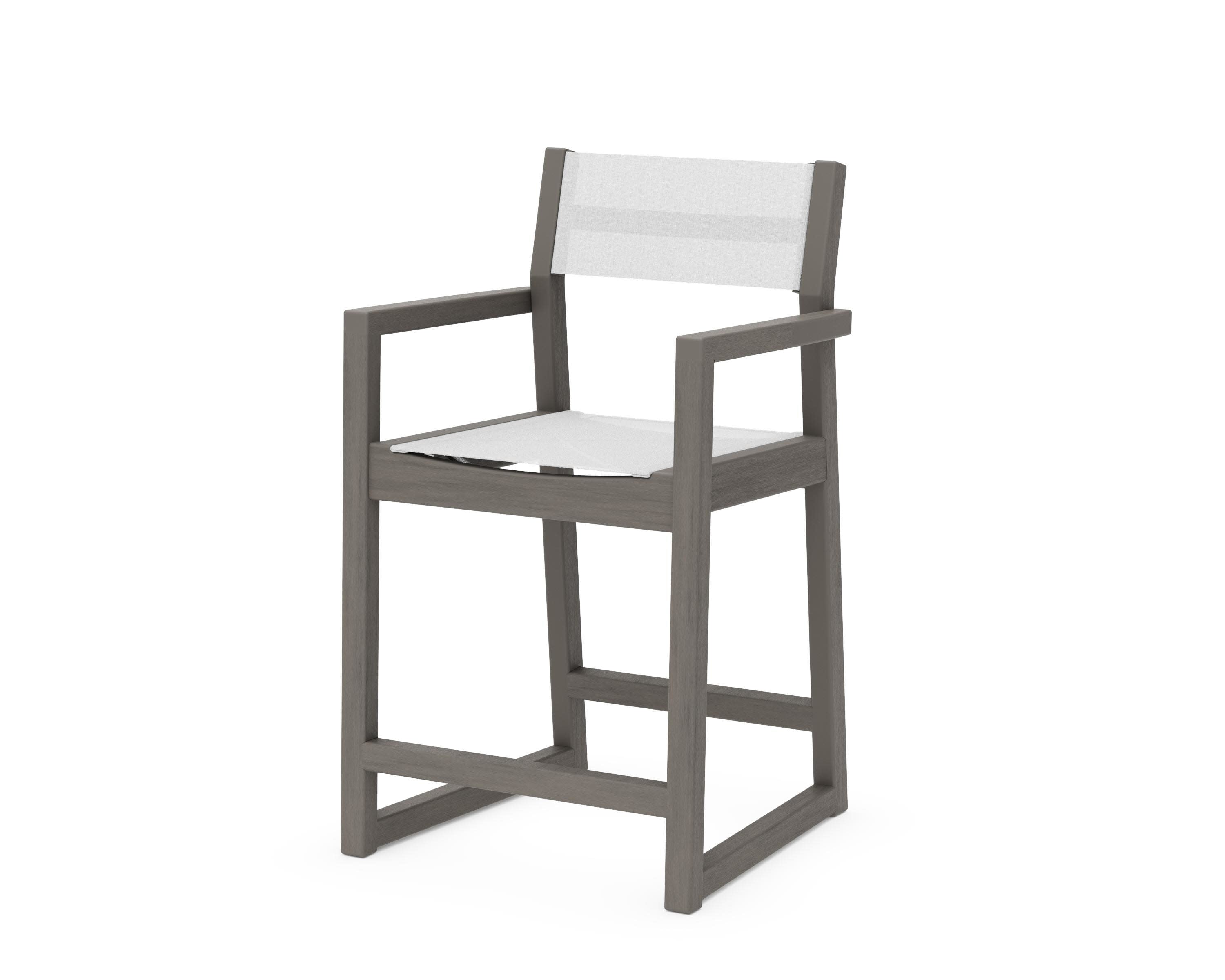 EDGE Sling Counter Arm Chair in Driftwood / White Sling