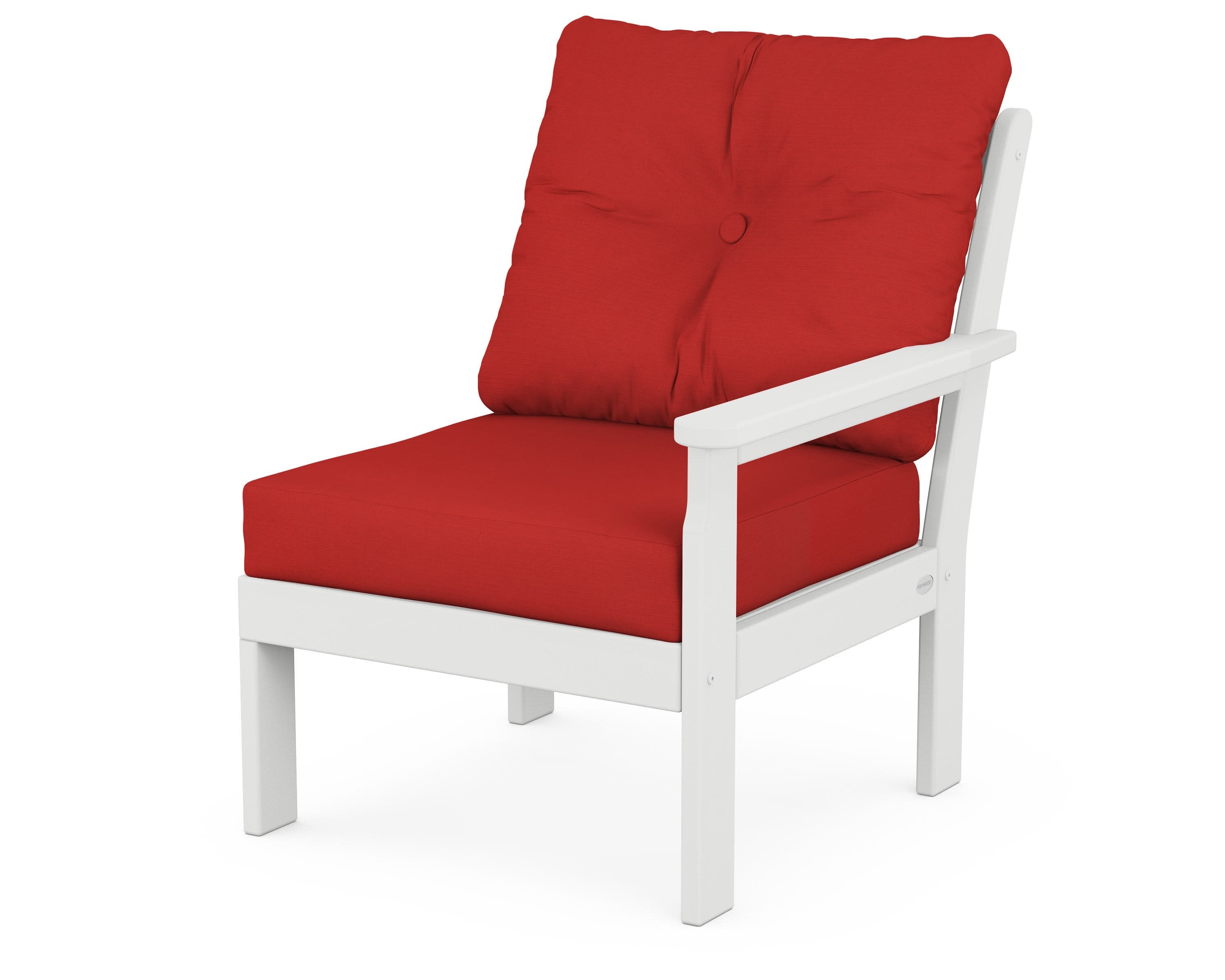 Vineyard Modular Right Arm Chair in White / Crimson Linen