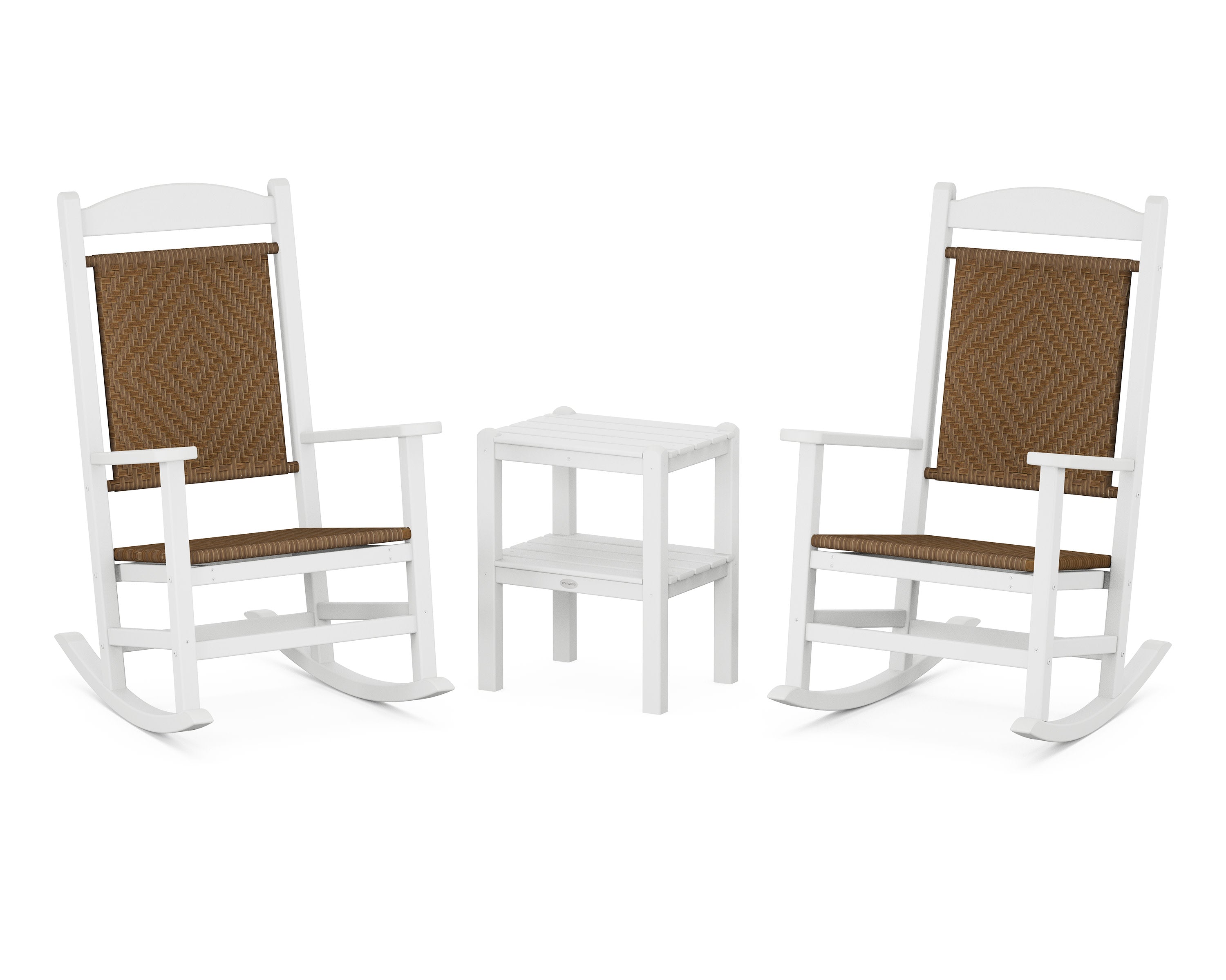 Presidential Woven Rocker 3-Piece Set in White / Tigerwood