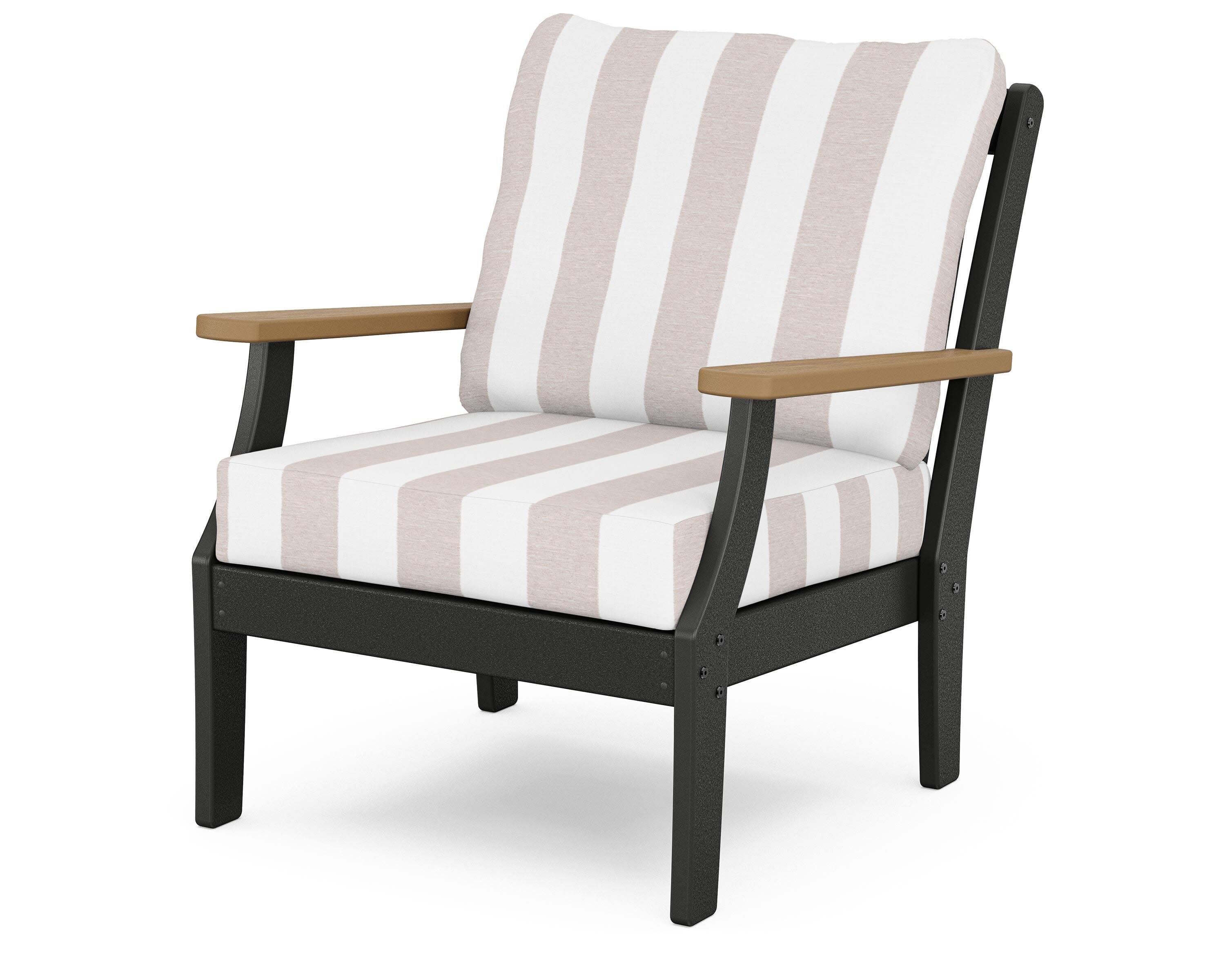 Braxton Deep Seating Chair in Black / Natural / Cabana Stripe Dune Burlap