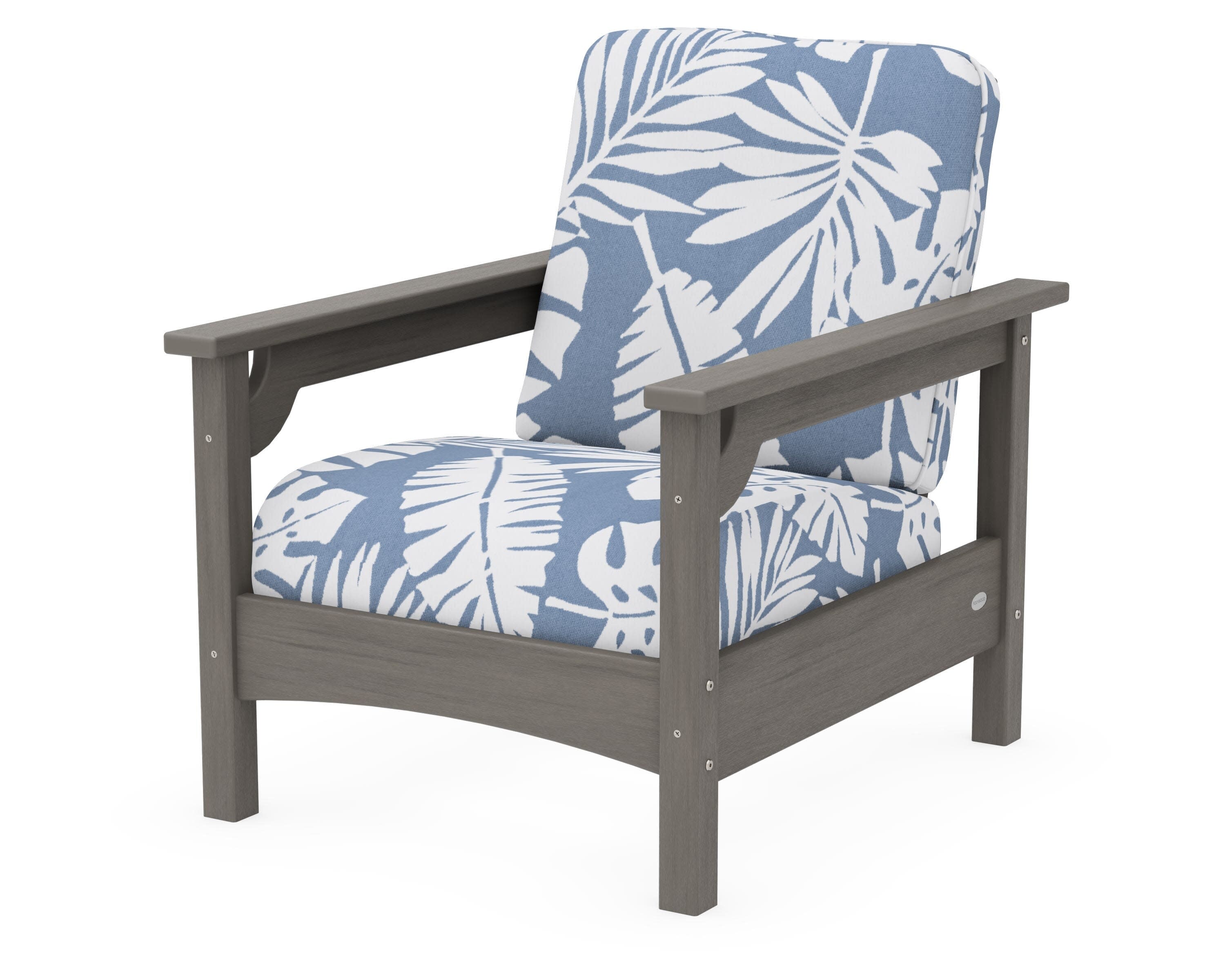 Club Chair in Driftwood / Leaf Sky Blue