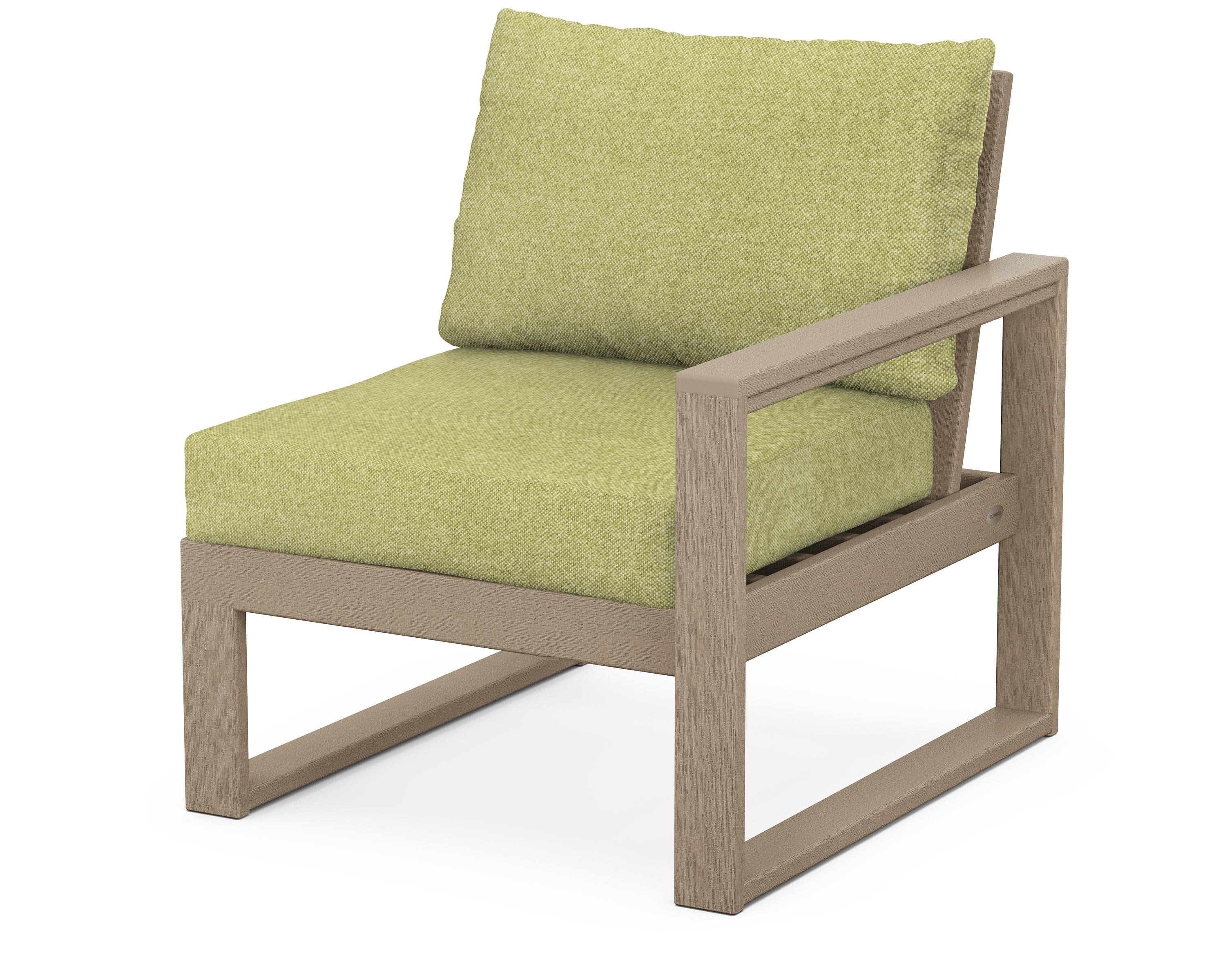 EDGE Modular Right Arm Chair in Vintage Sahara / Chartreuse Boucle