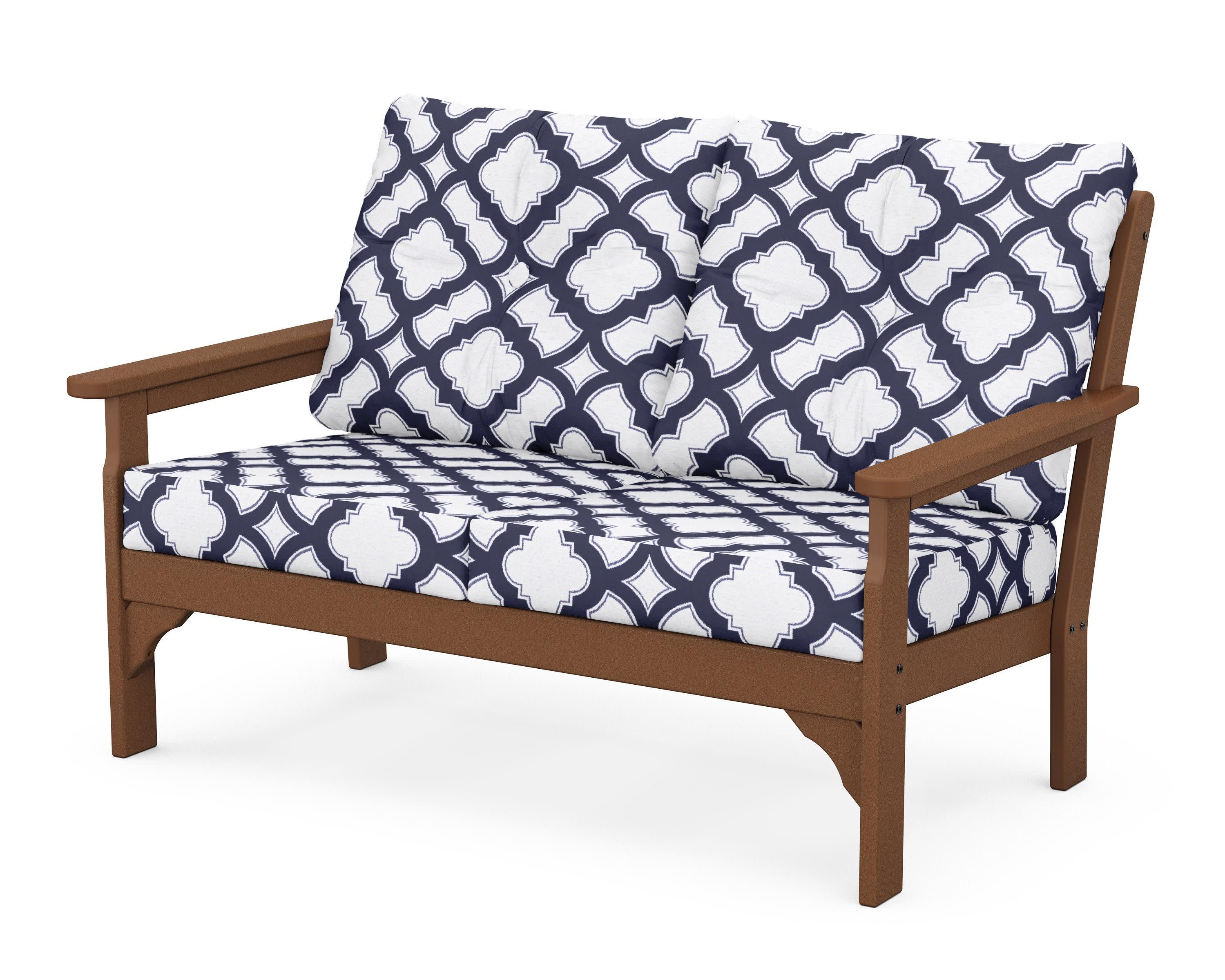 Vineyard Deep Seating Loveseat in Teak / Trellis Navy