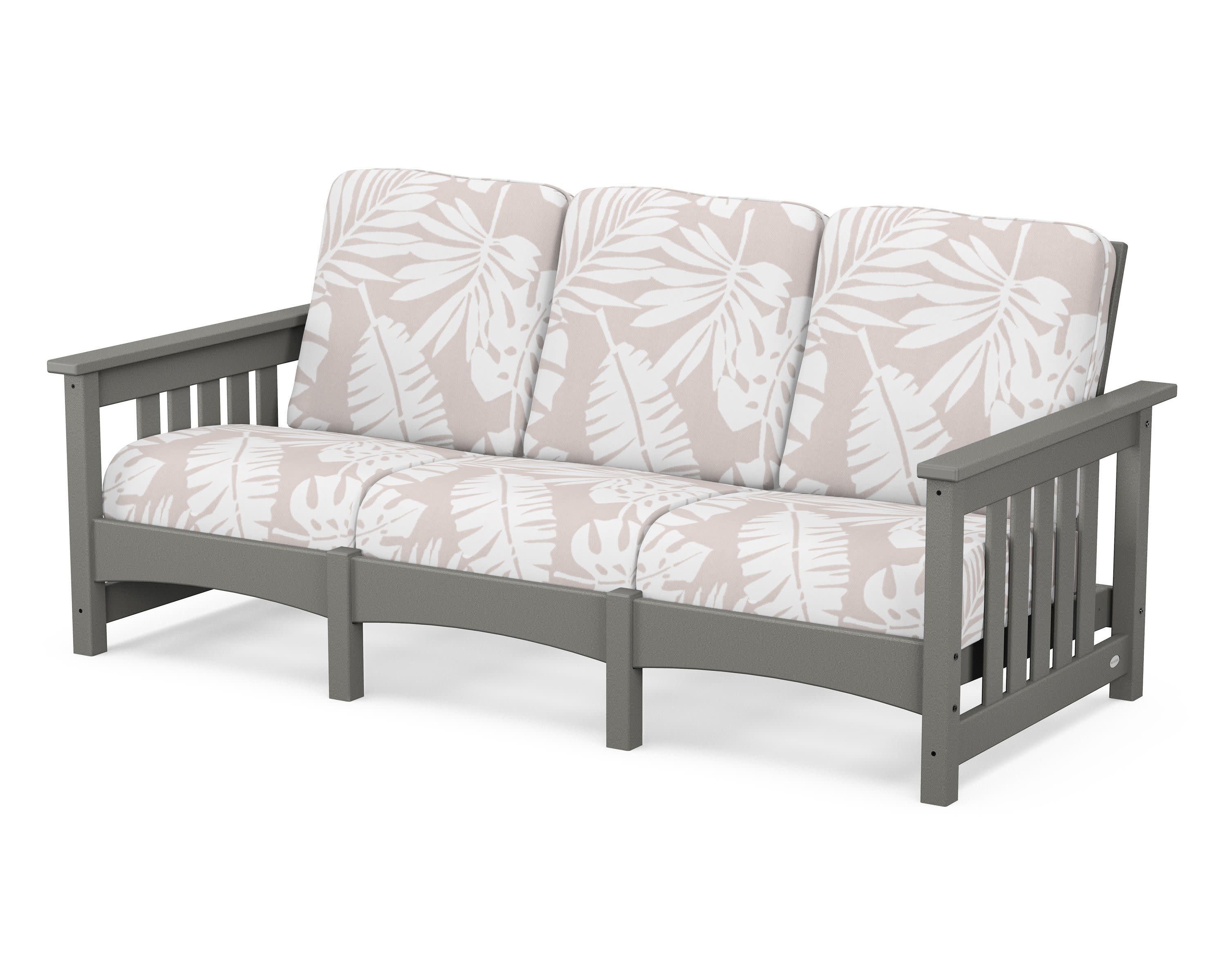 Club Mission Sofa in Slate Grey / Leaf Dune Burlap