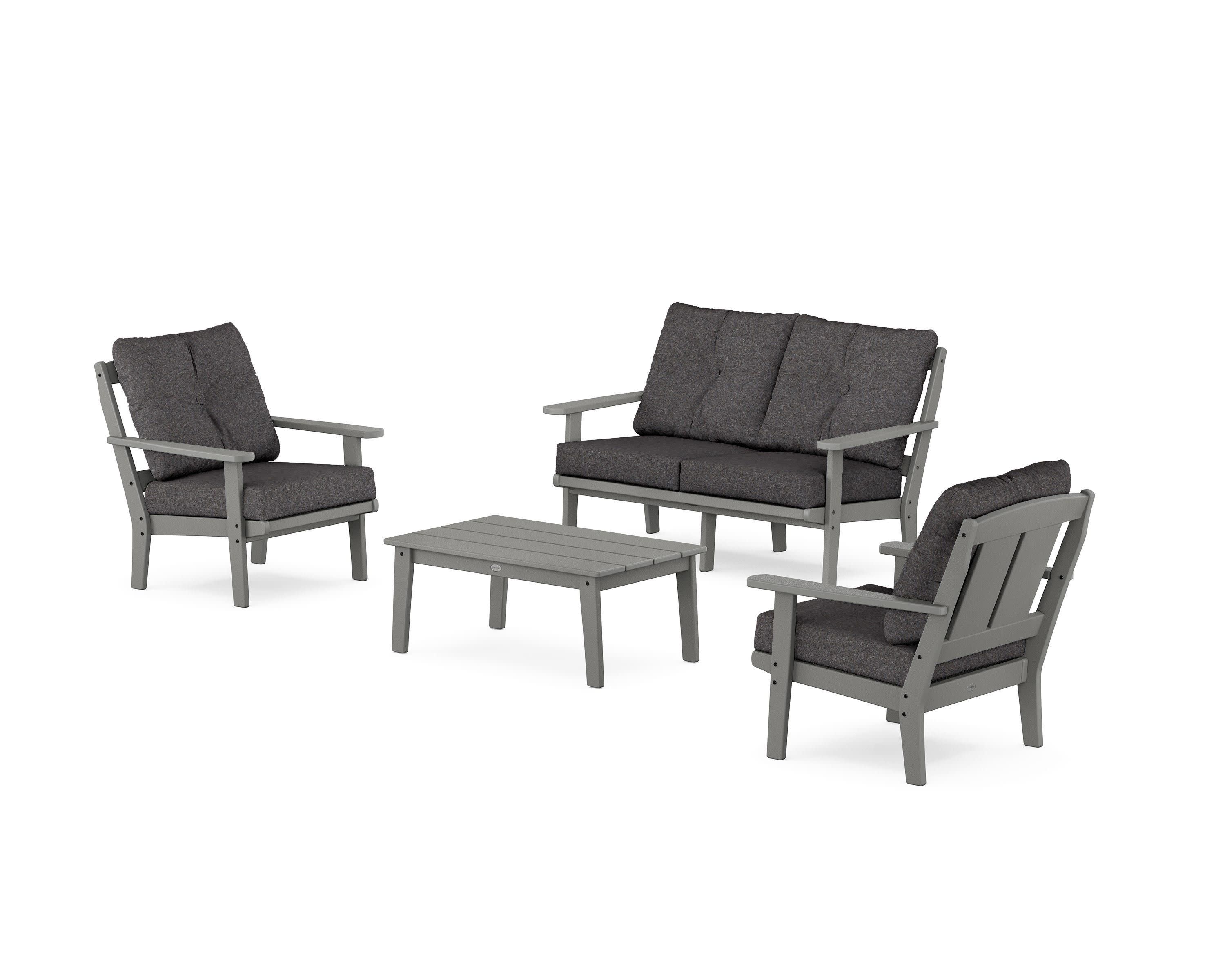 Mission 4-Piece Deep Seating Set with Loveseat in Slate Grey / Ash Charcoal