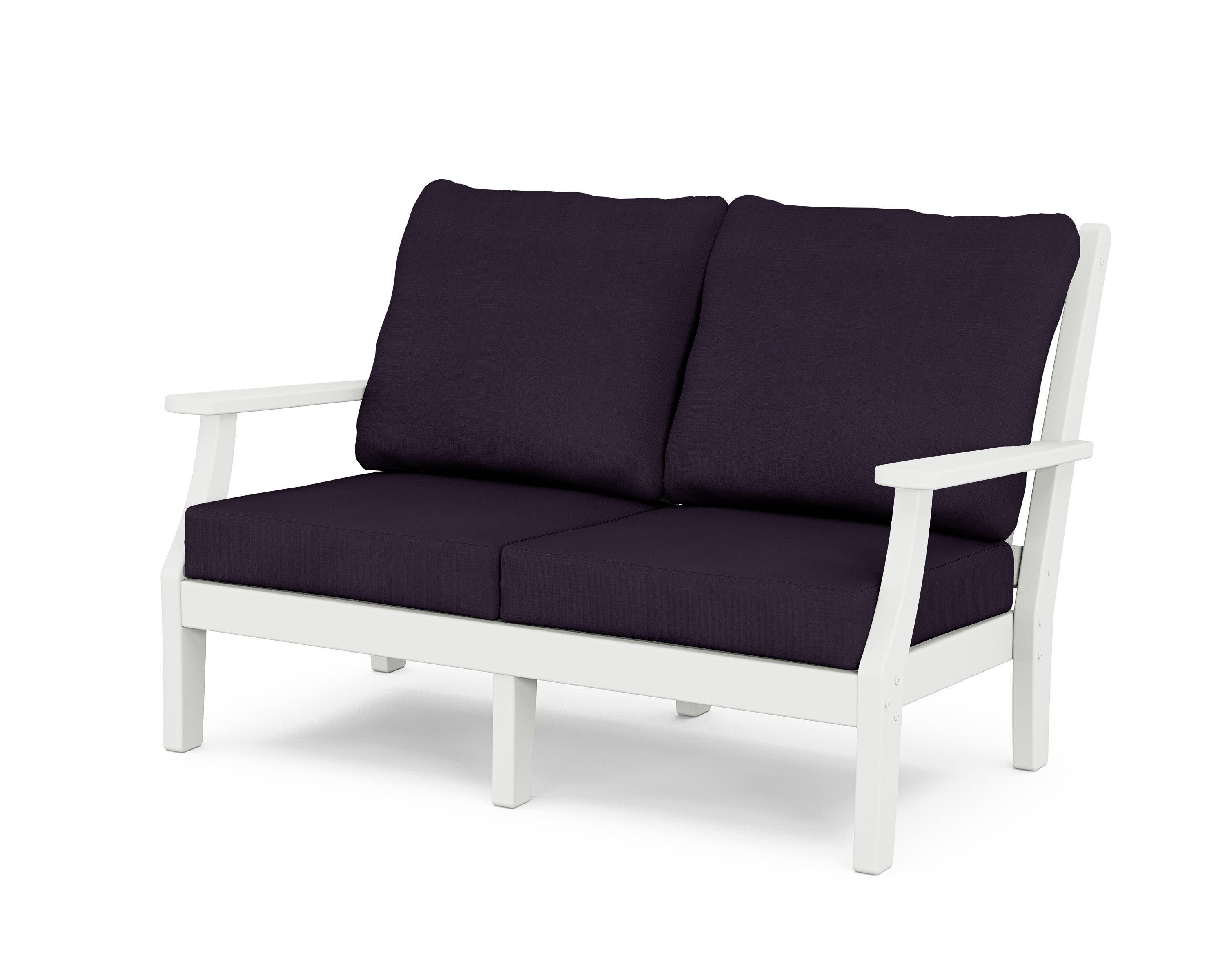 Wovendale Deep Seating Loveseat in White / Navy Linen