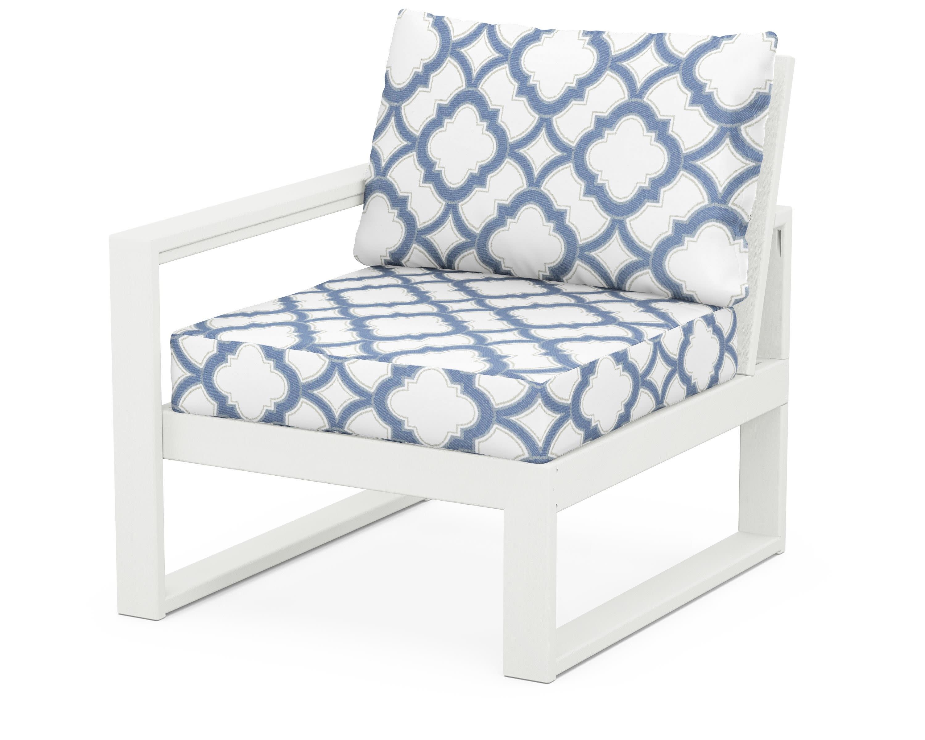 EDGE Modular Left Arm Chair in Vintage White / Trellis Sky Blue