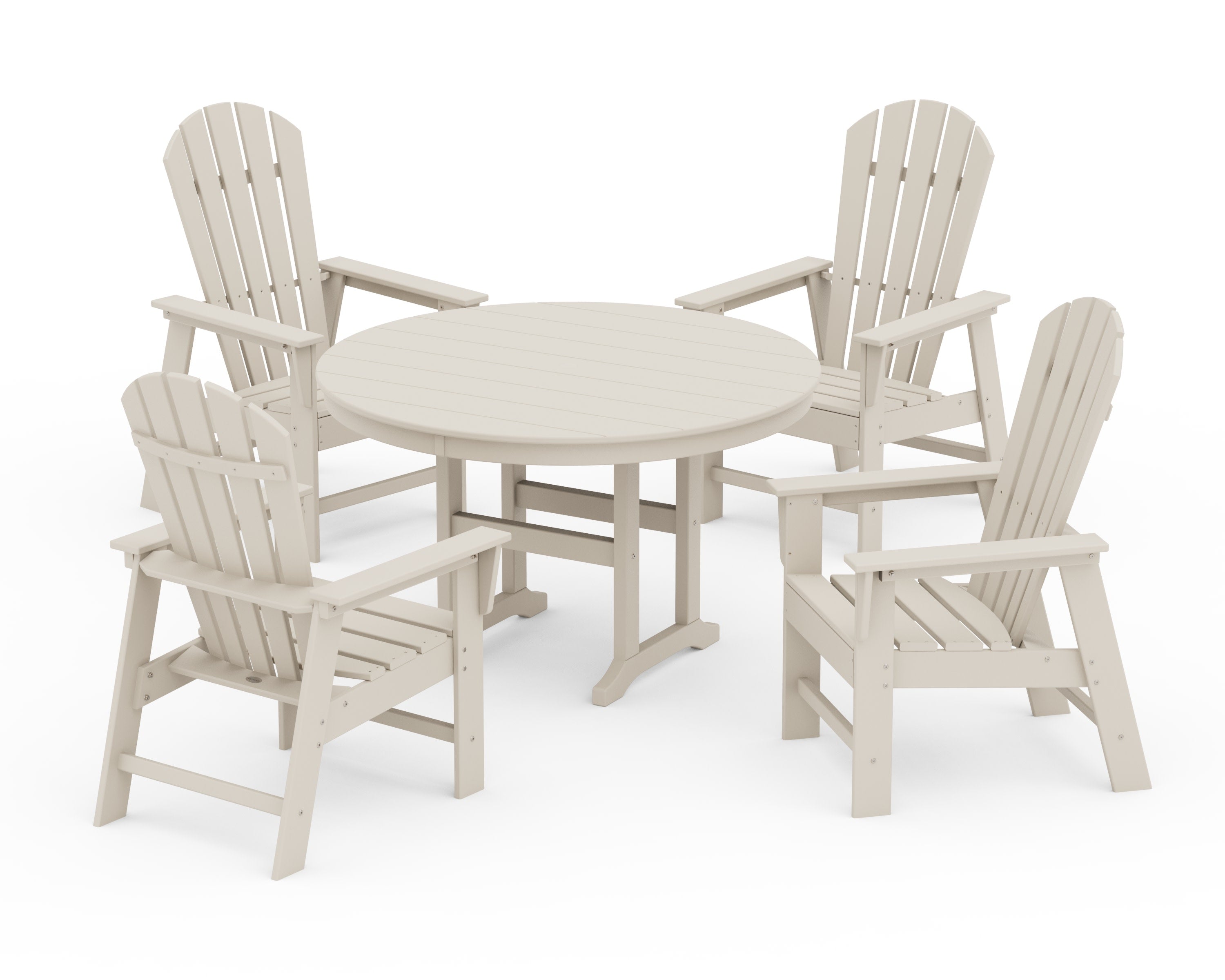 South Beach 5-Piece Round Farmhouse Dining Set in Sand
