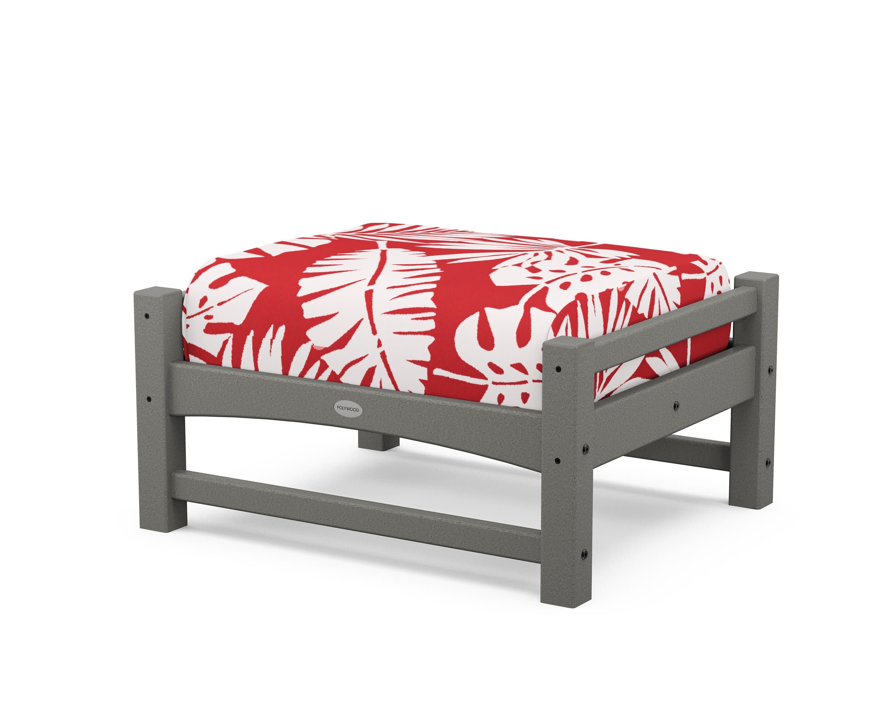 Club Ottoman in Slate Grey / Leaf Crimson