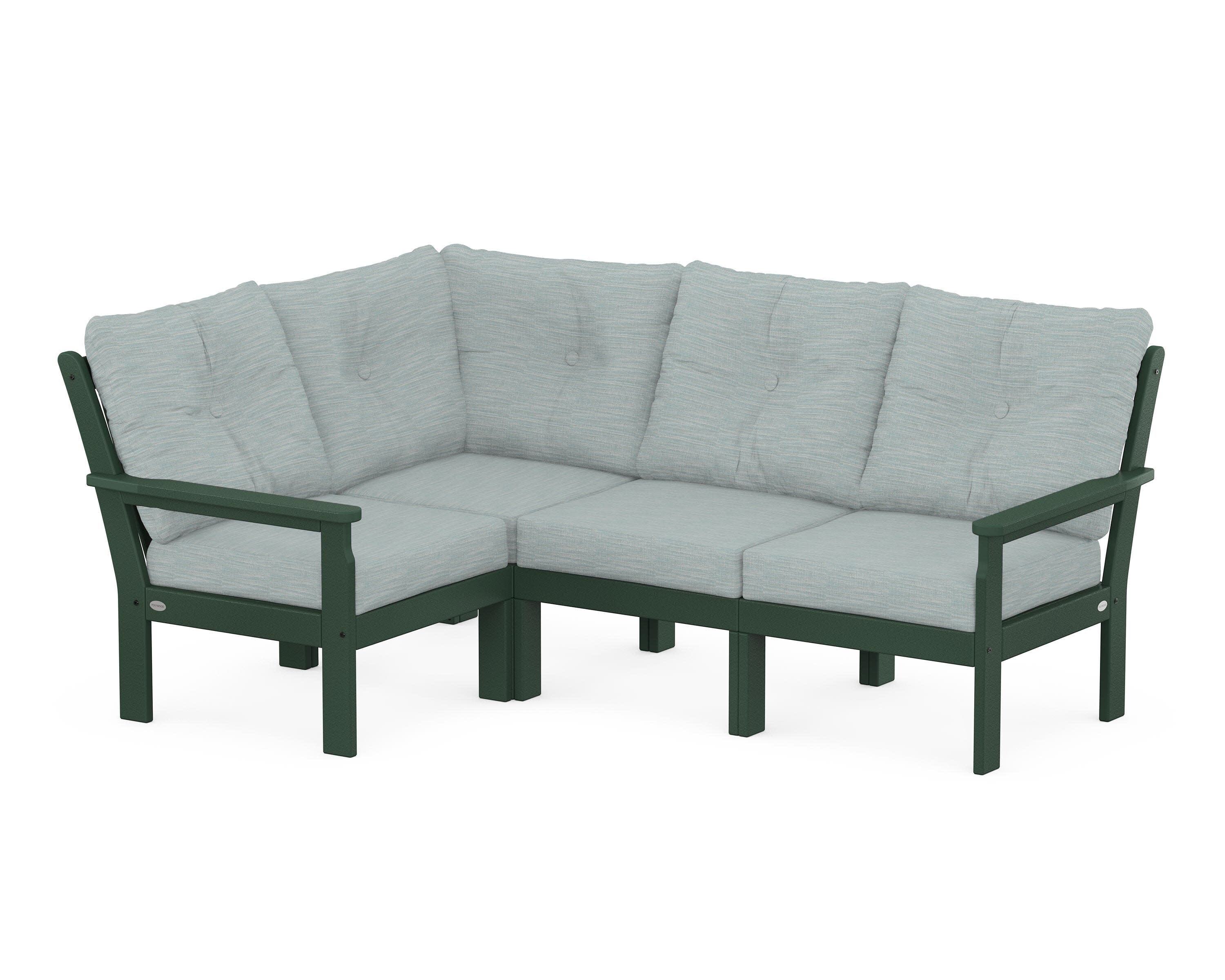 Vineyard 4-Piece Sectional in Green / Soothe Mist