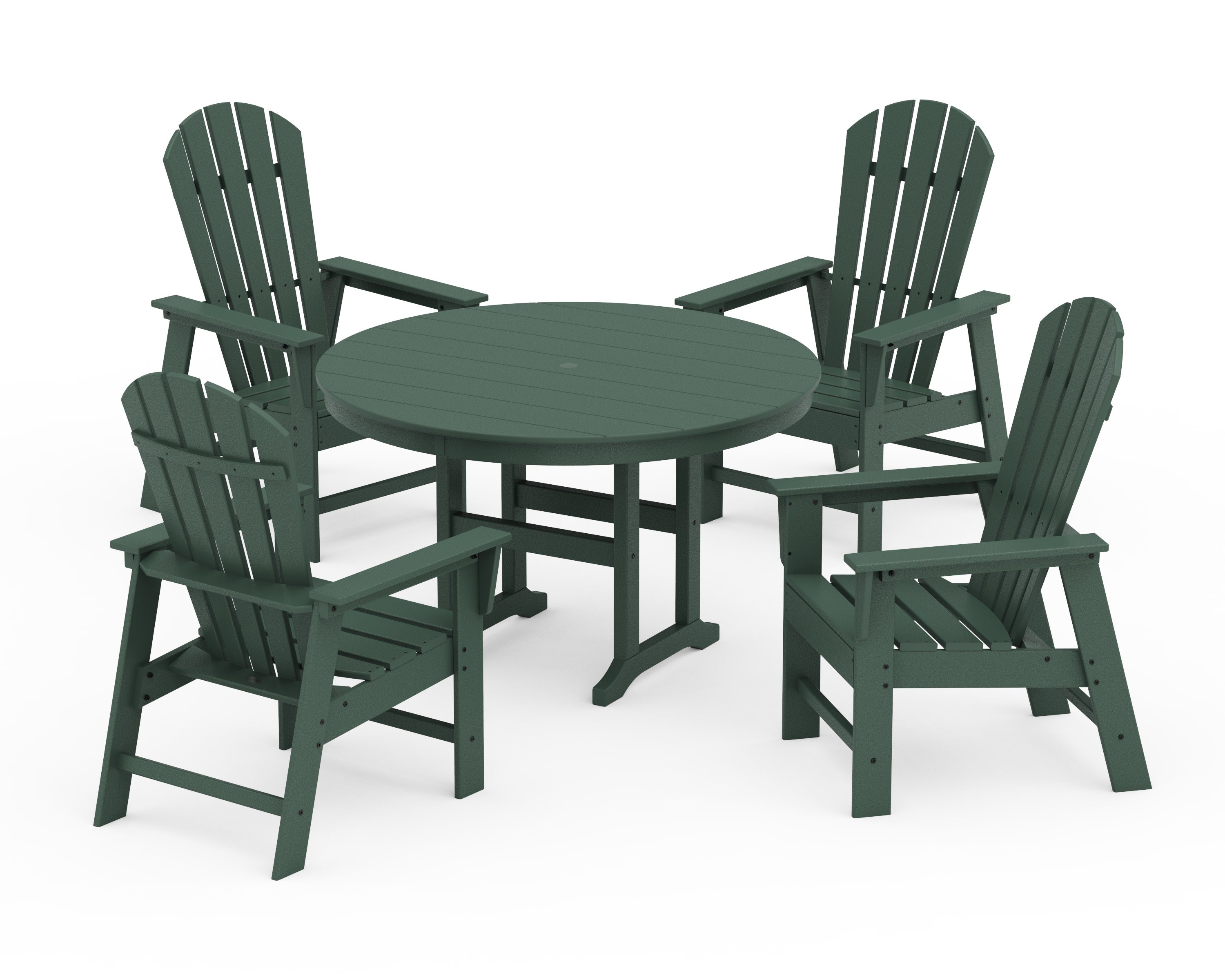 South Beach 5-Piece Round Farmhouse Dining Set in Green