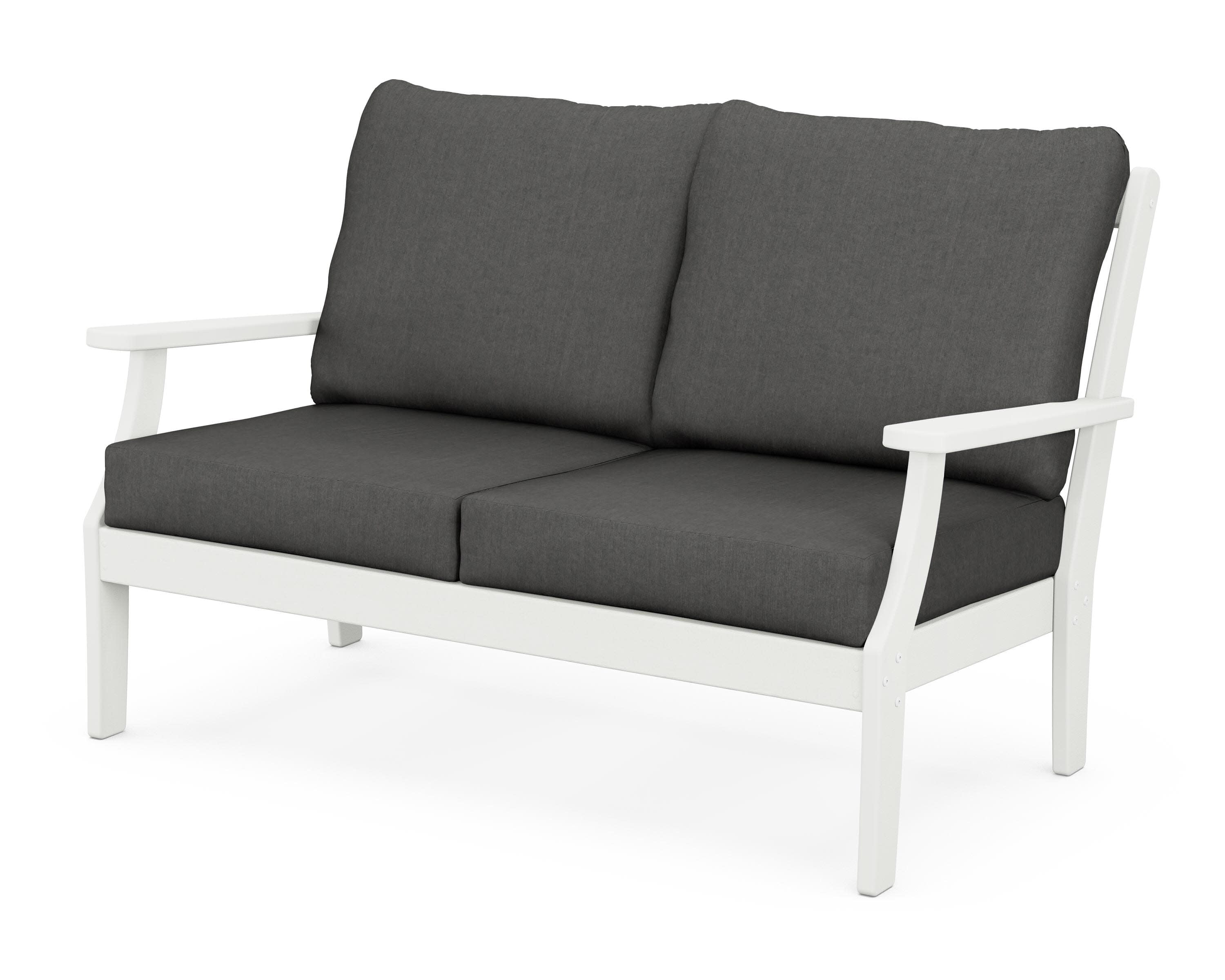 Braxton Deep Seating Loveseat in Vintage White / Spectrum Carbon