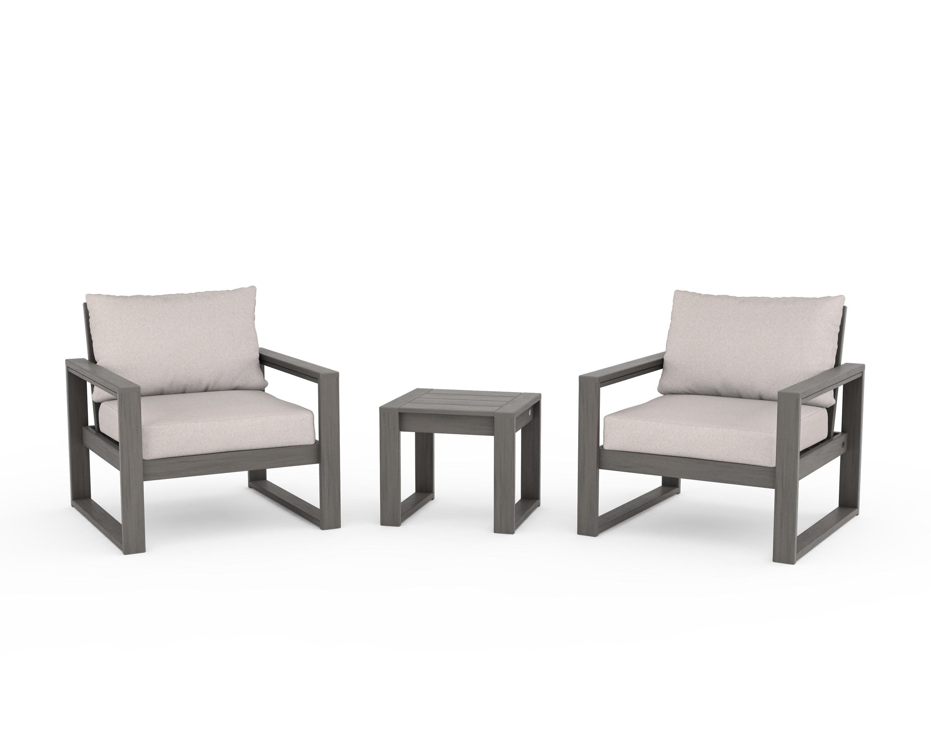 EDGE Sectional 3-Piece Deep Seating Set in Driftwood / Dune Burlap
