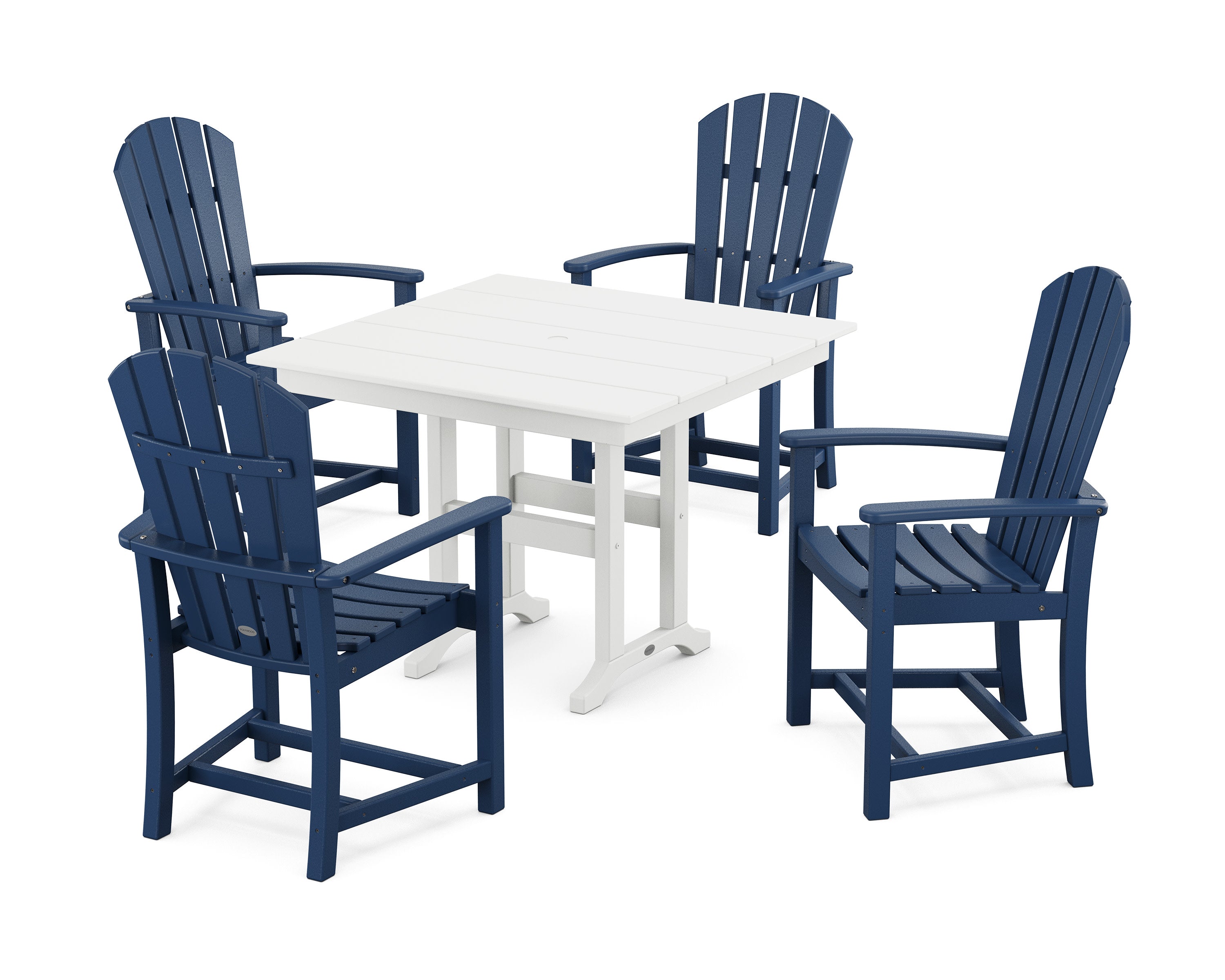 Palm Coast 5-Piece Farmhouse Dining Set in Navy / White