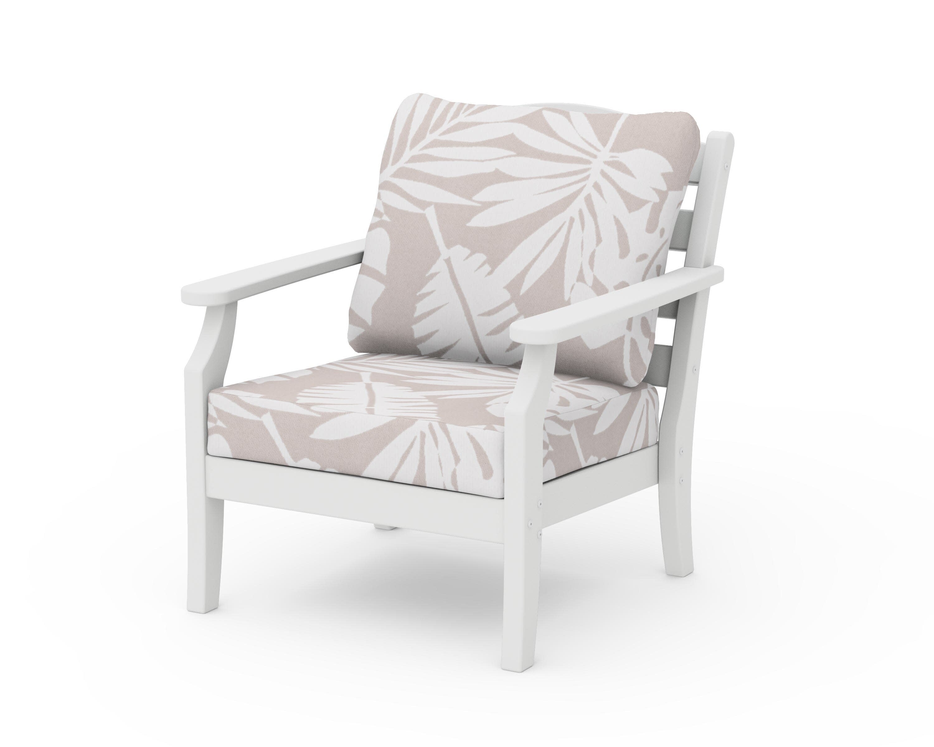Savannah Deep Seating Chair in White / Leaf Dune Burlap