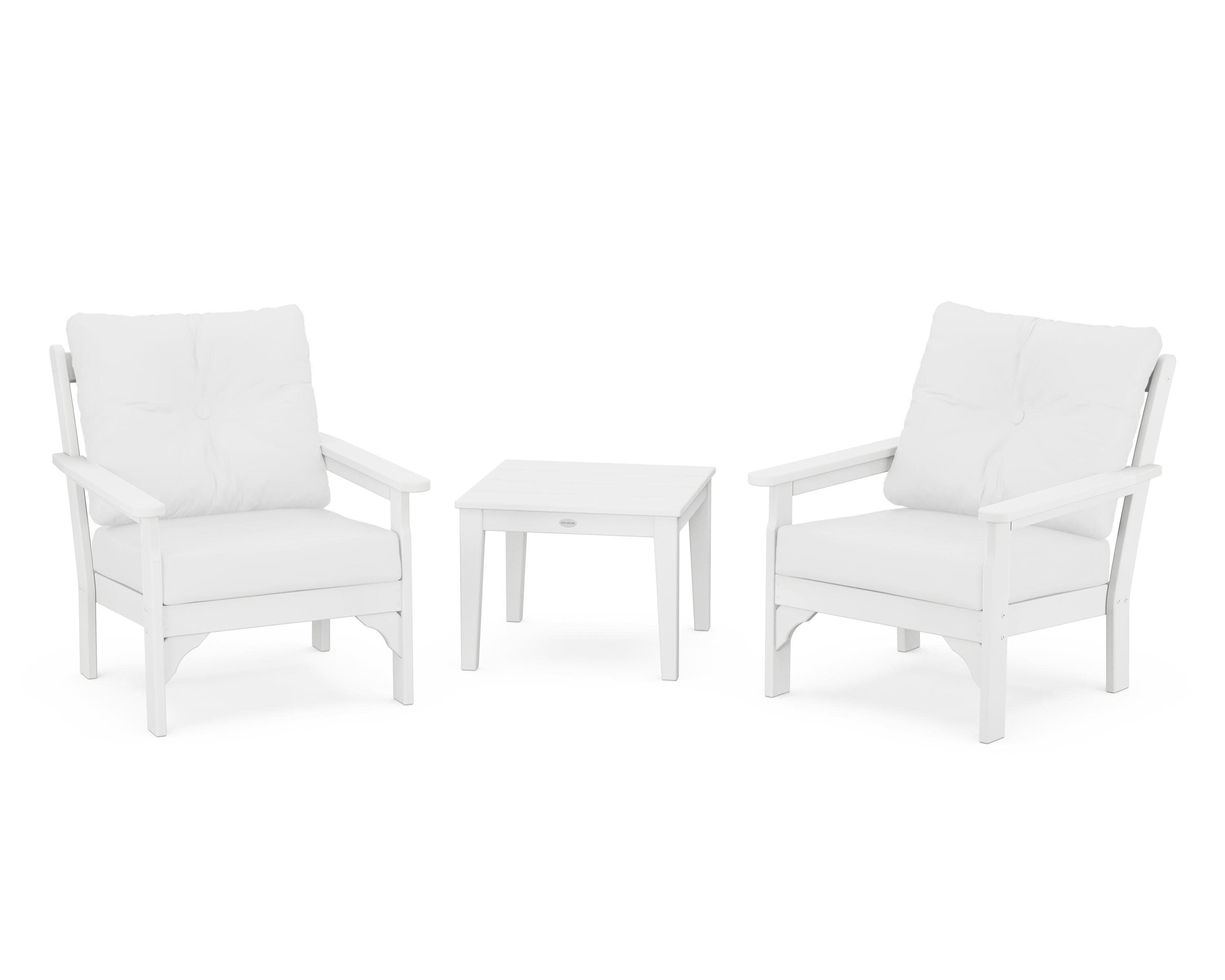 Vineyard 3-Piece Deep Seating Set in White / Natural