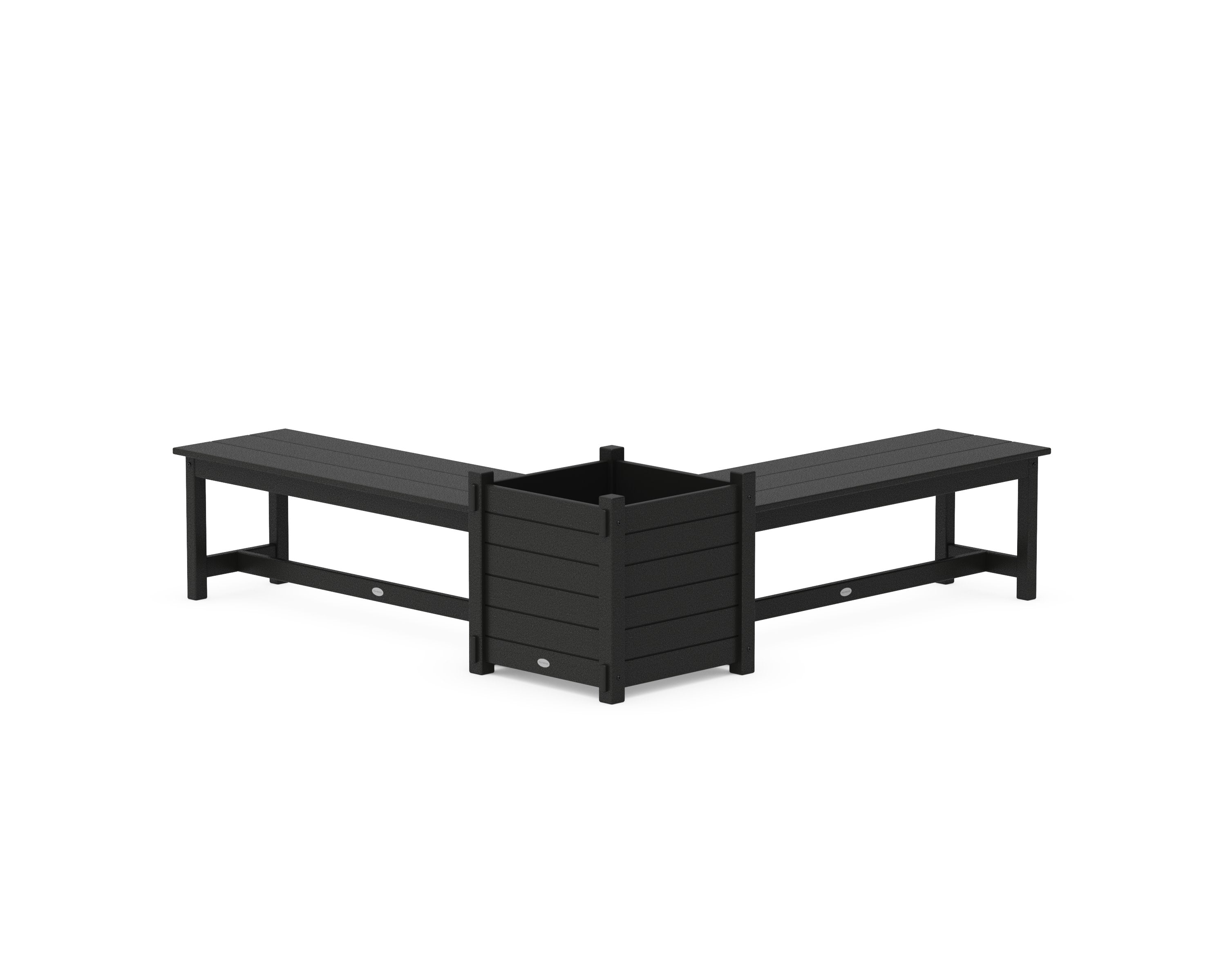 48" Nautical L- Shaped Planter Bench Set- Large in Black