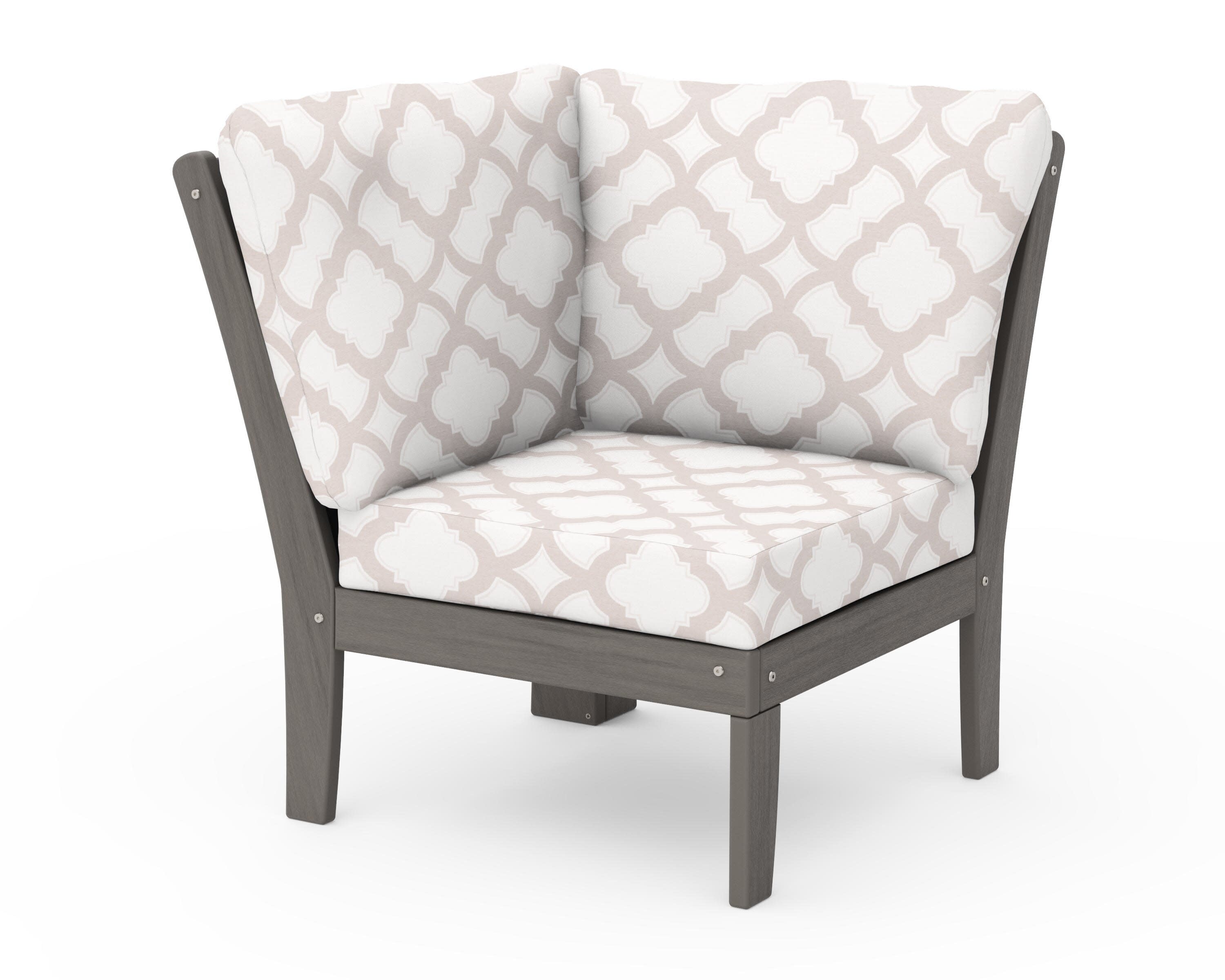 Braxton Modular Corner Chair in Driftwood / Trellis Dune Burlap