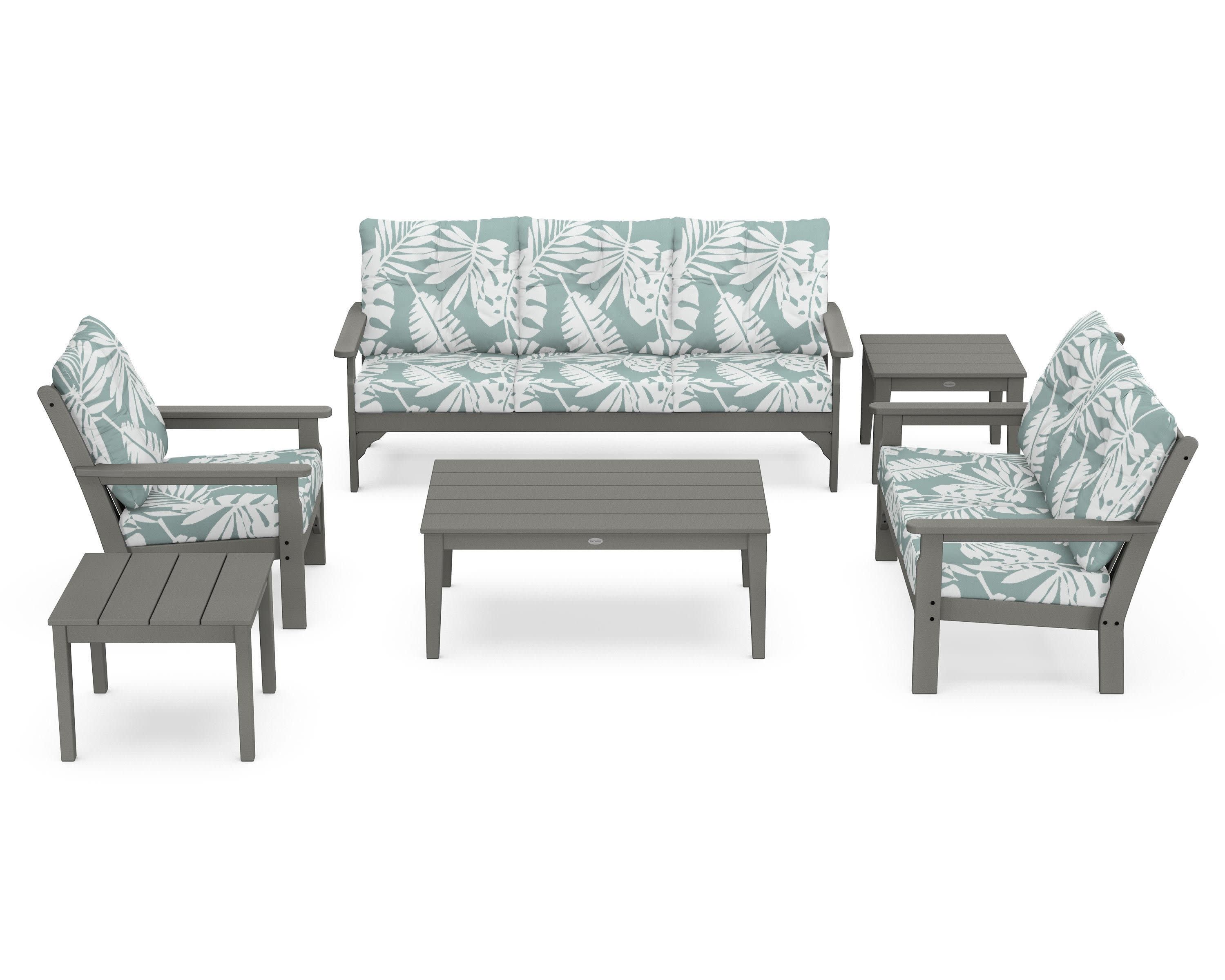 Vineyard 6-Piece Deep Seating Set in Slate Grey / Leaf Glacier Spa