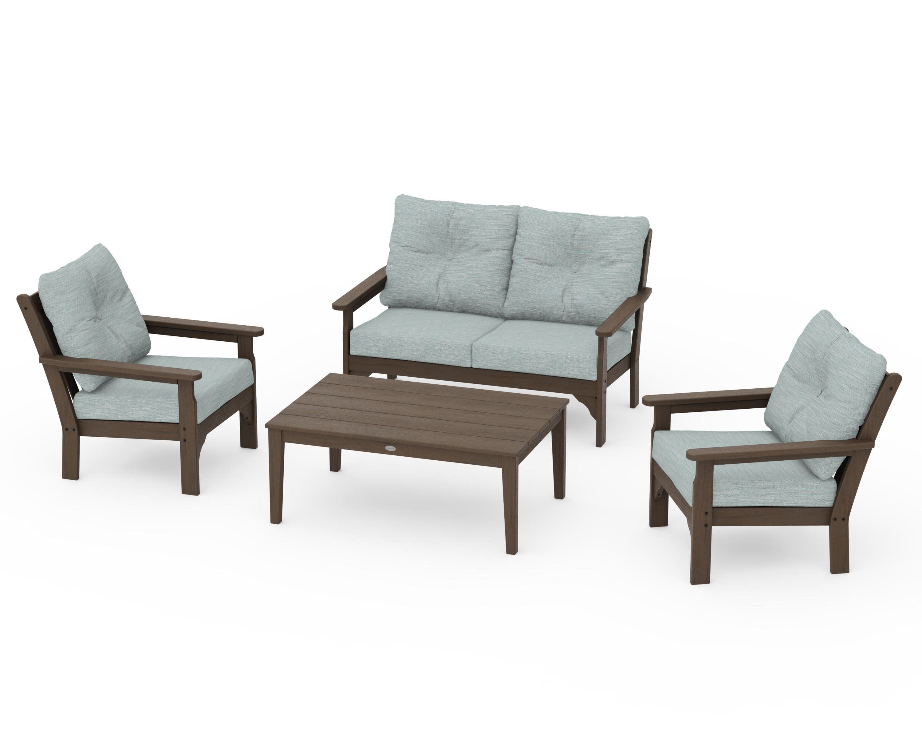 Vineyard 4-Piece Deep Seating Set in Kona / Soothe Mist