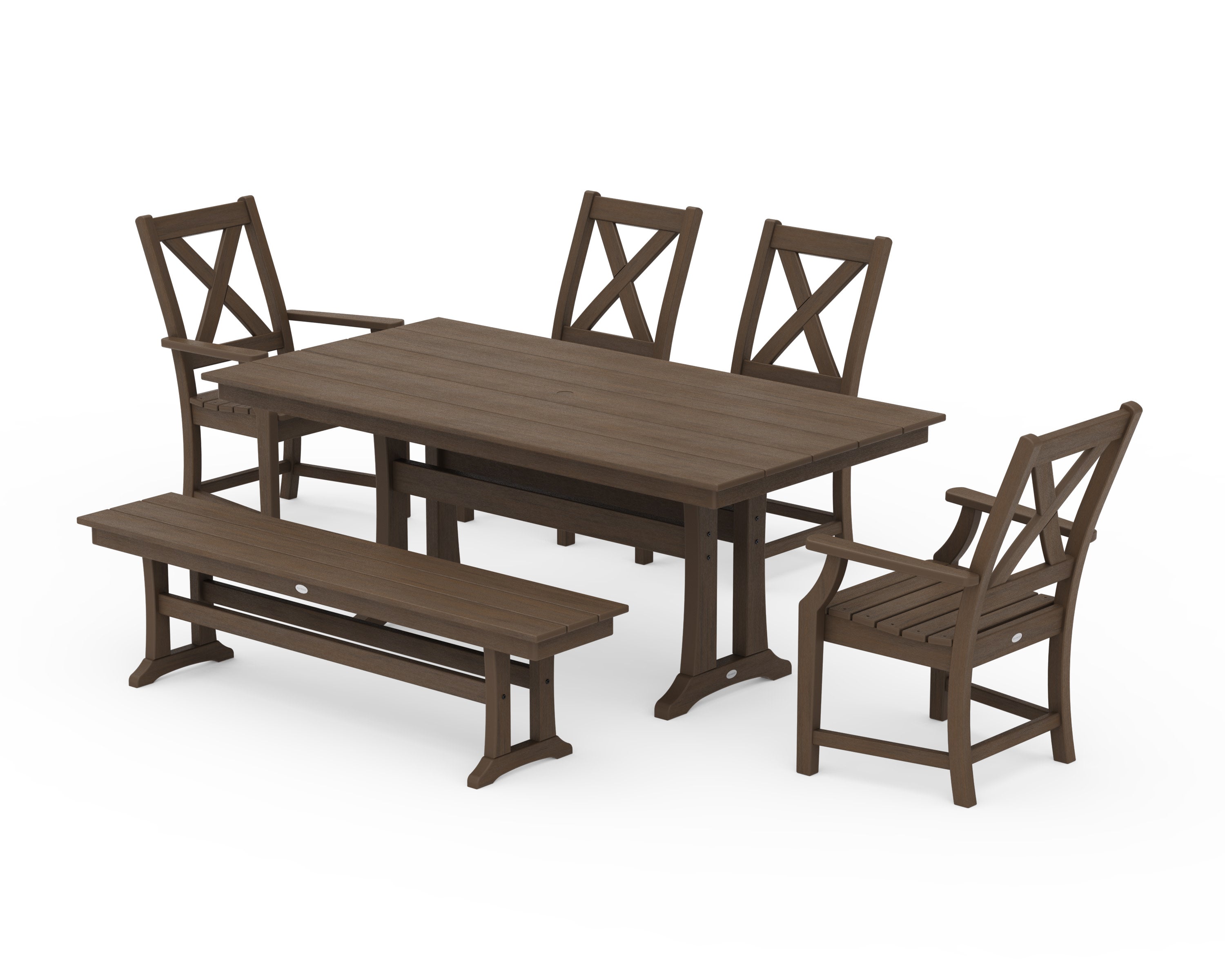 Braxton 6-Piece Farmhouse Dining Set With Trestle Legs in Kona