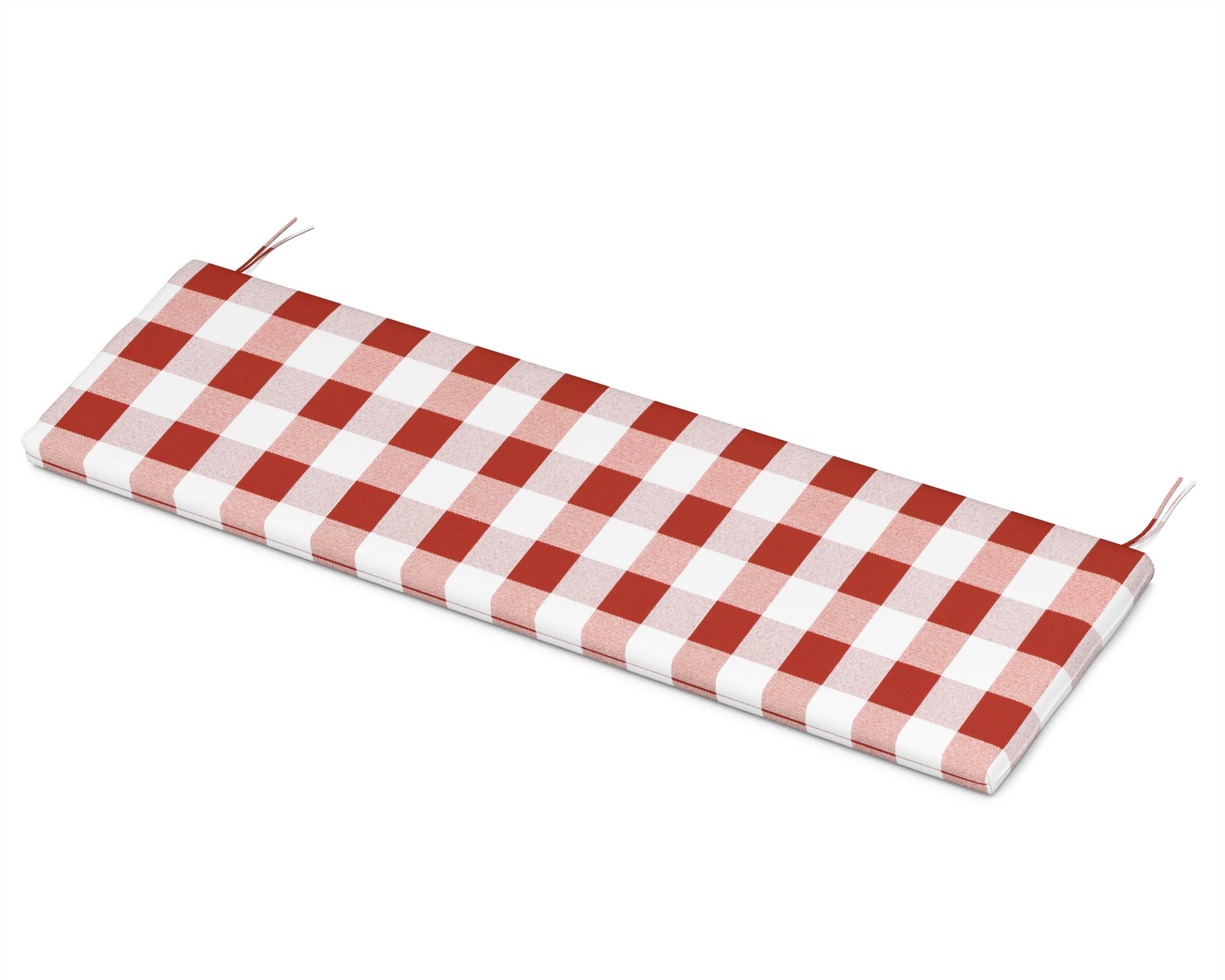 Bench Seat Cushion - 17.25"D x 56.5"W x 2.5"H in Buffalo Plaid Crimson