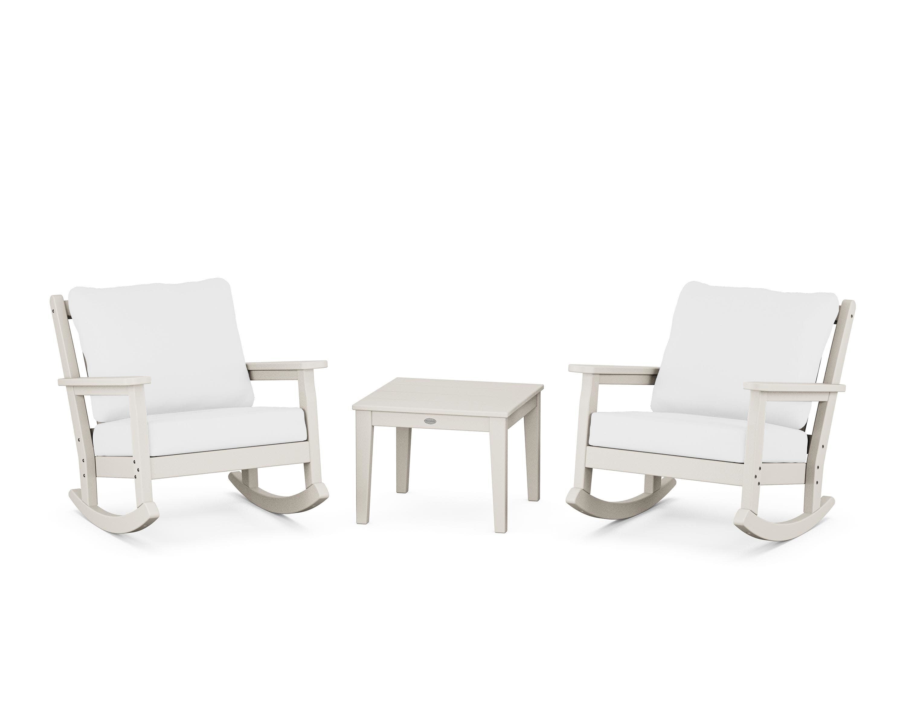 Chippendale 3-Piece Deep Seating Rocker Set in Sand / Natural