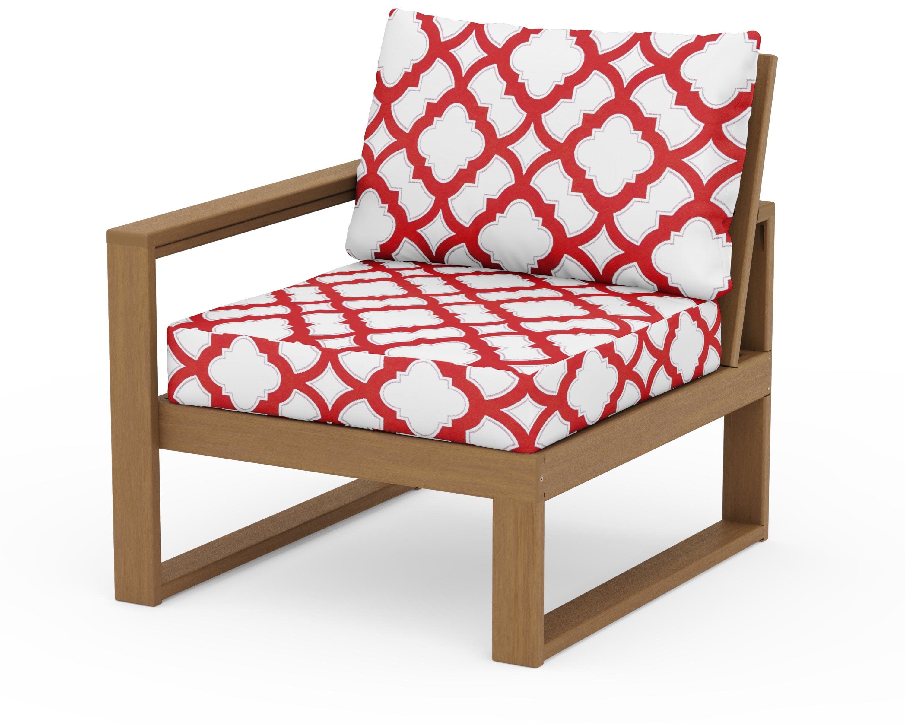 EDGE Modular Left Arm Chair in Natural / Trellis Crimson