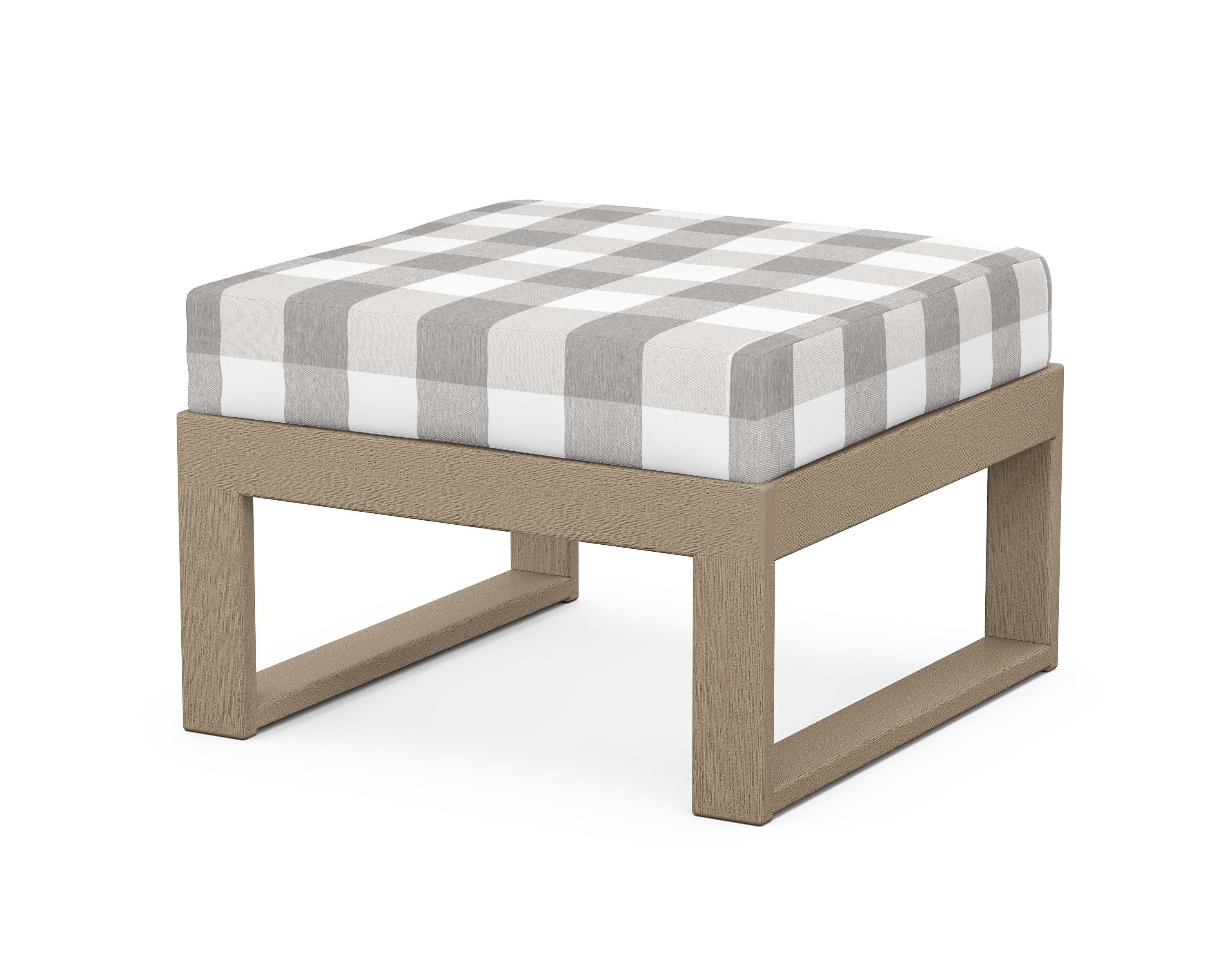 Modular Ottoman - Modern in Vintage Sahara / Buffalo Plaid Grey Mist