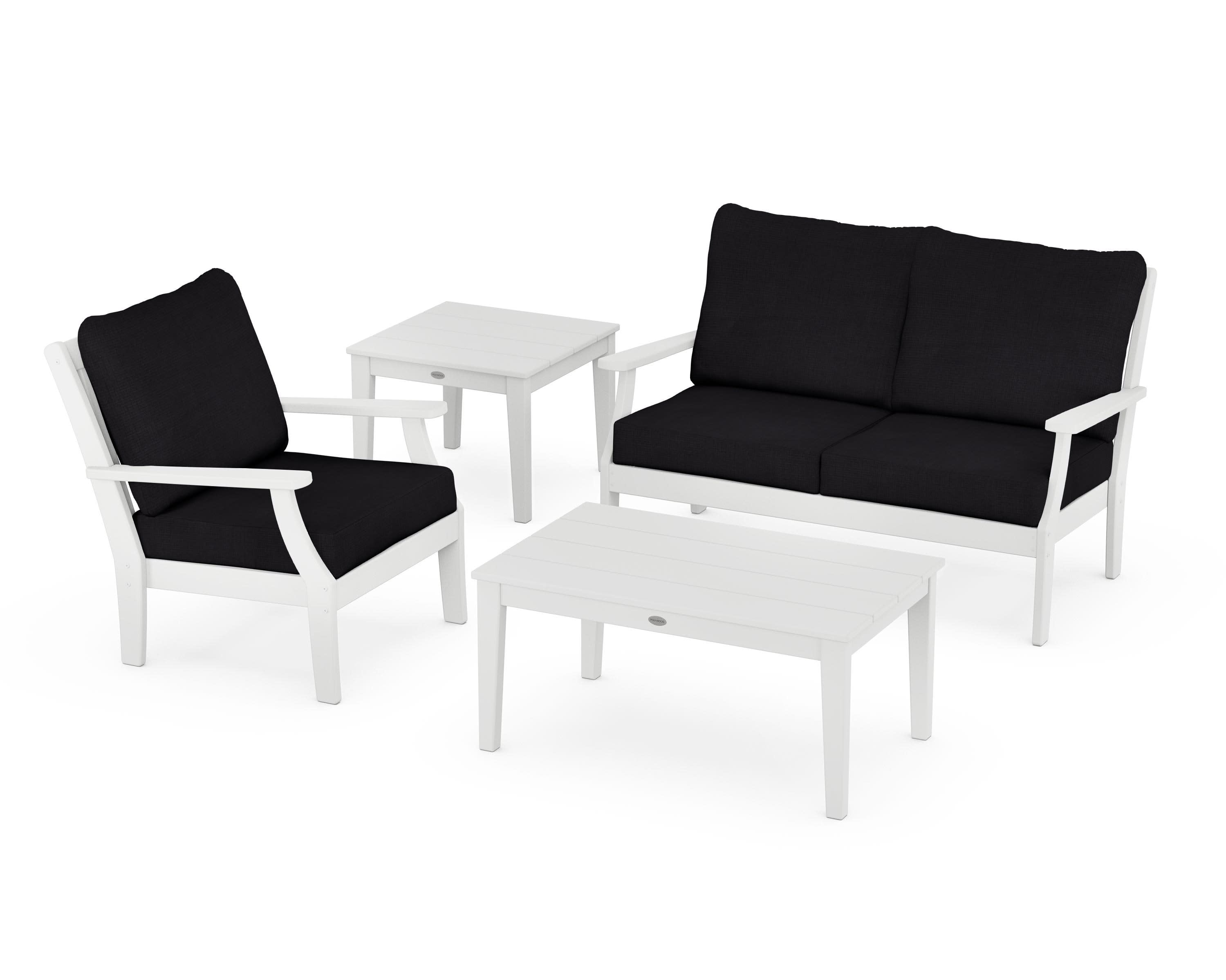 Braxton 4-Piece Deep Seating Set in White / Midnight Linen