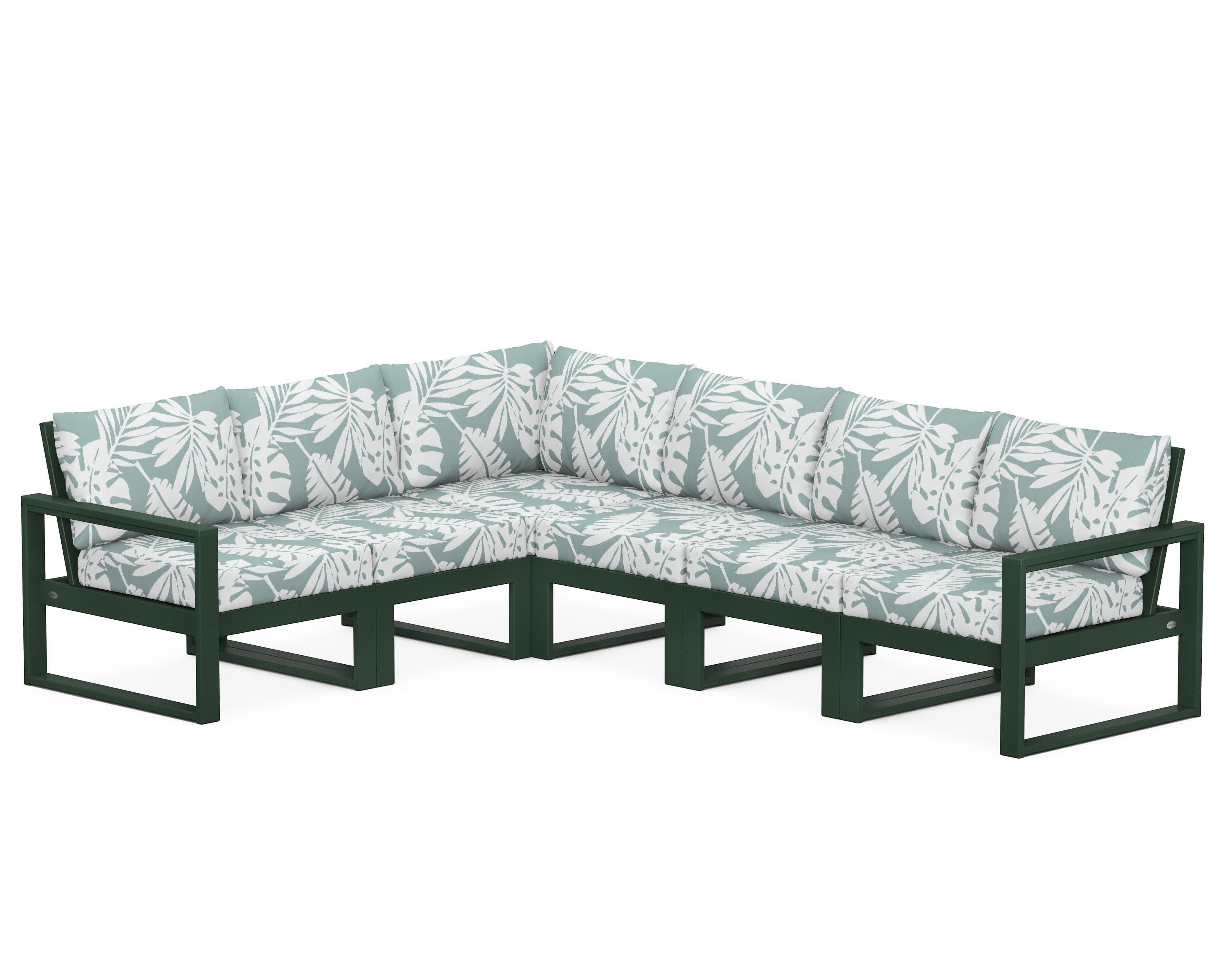 EDGE 6-Piece Modular Deep Seating Set in Green / Leaf Glacier Spa