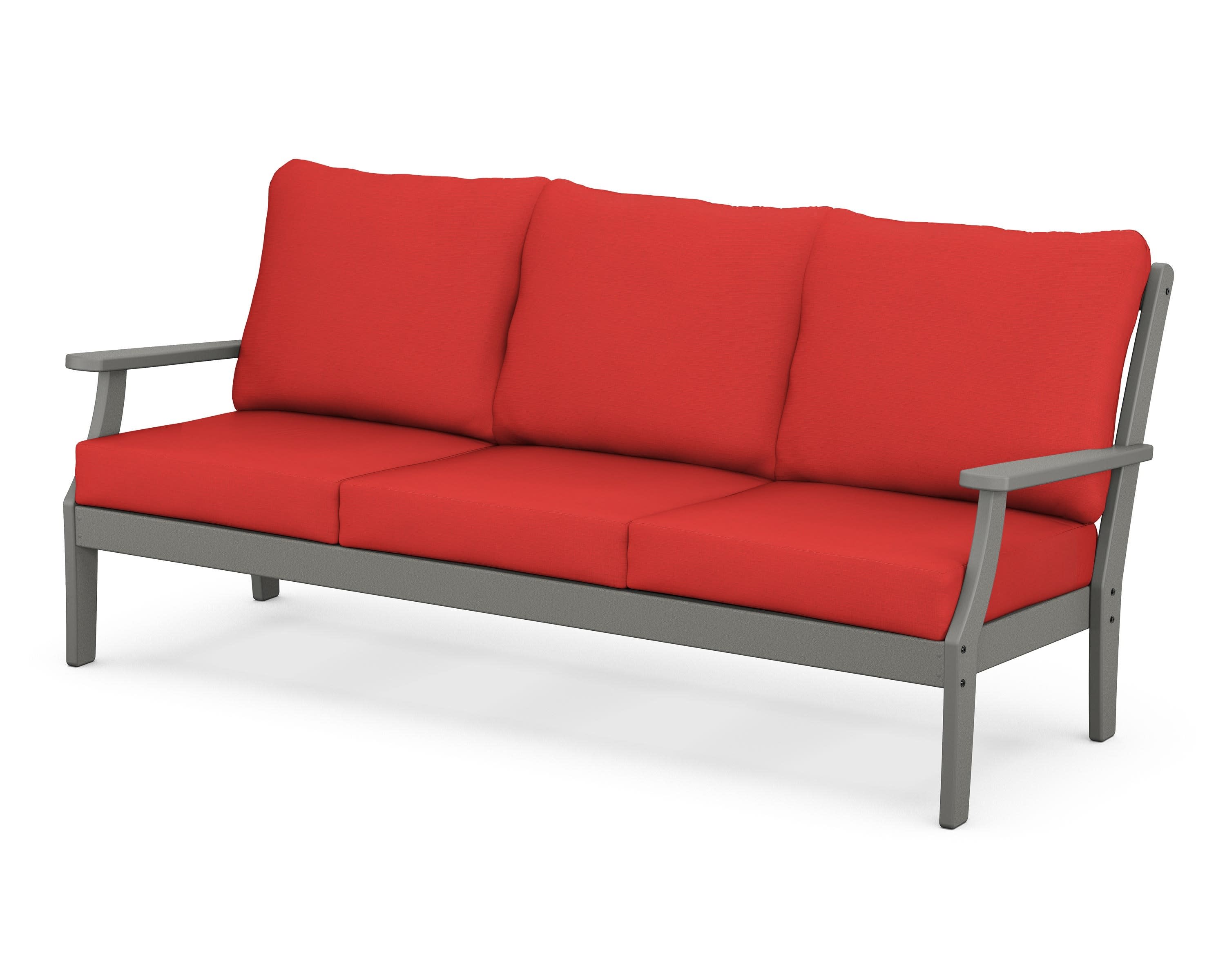 Braxton Deep Seating Sofa in Slate Grey / Crimson Linen