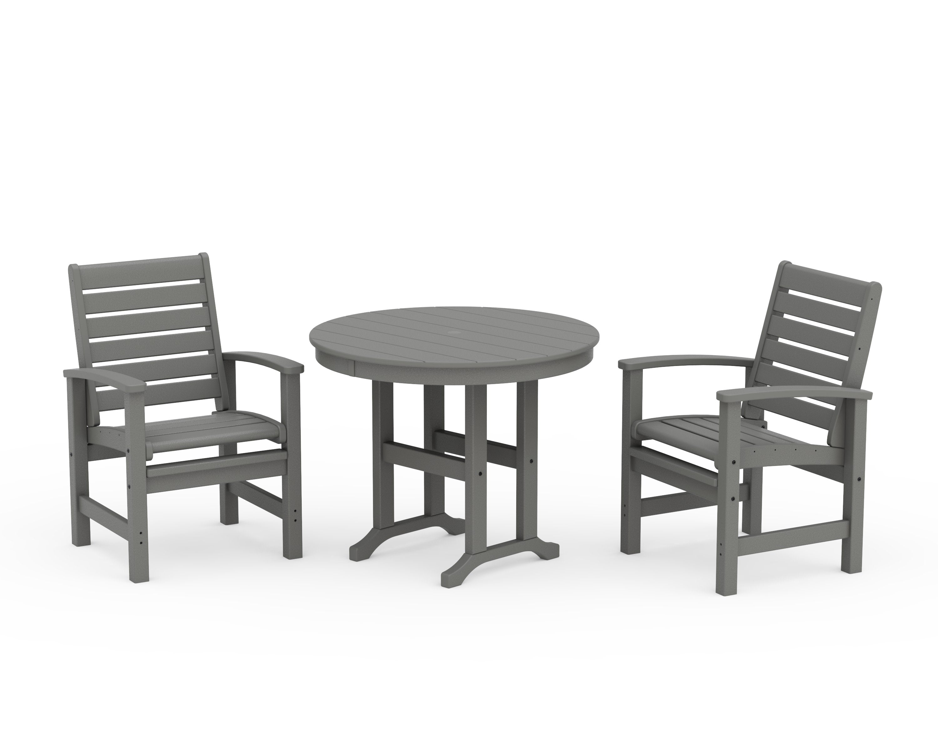 Signature 3-Piece Round Farmhouse Dining Set in Slate Grey
