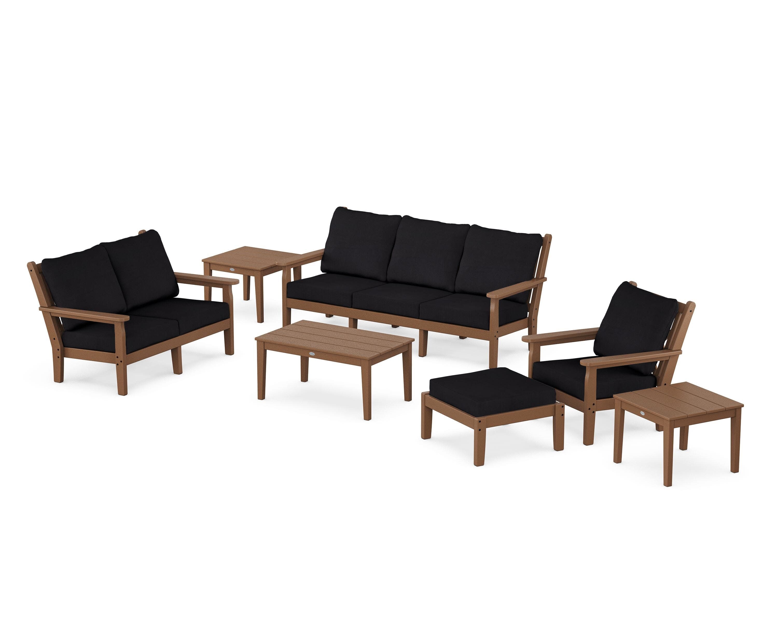 Chippendale 7-Piece Deep Seating Set in Teak / Midnight Linen