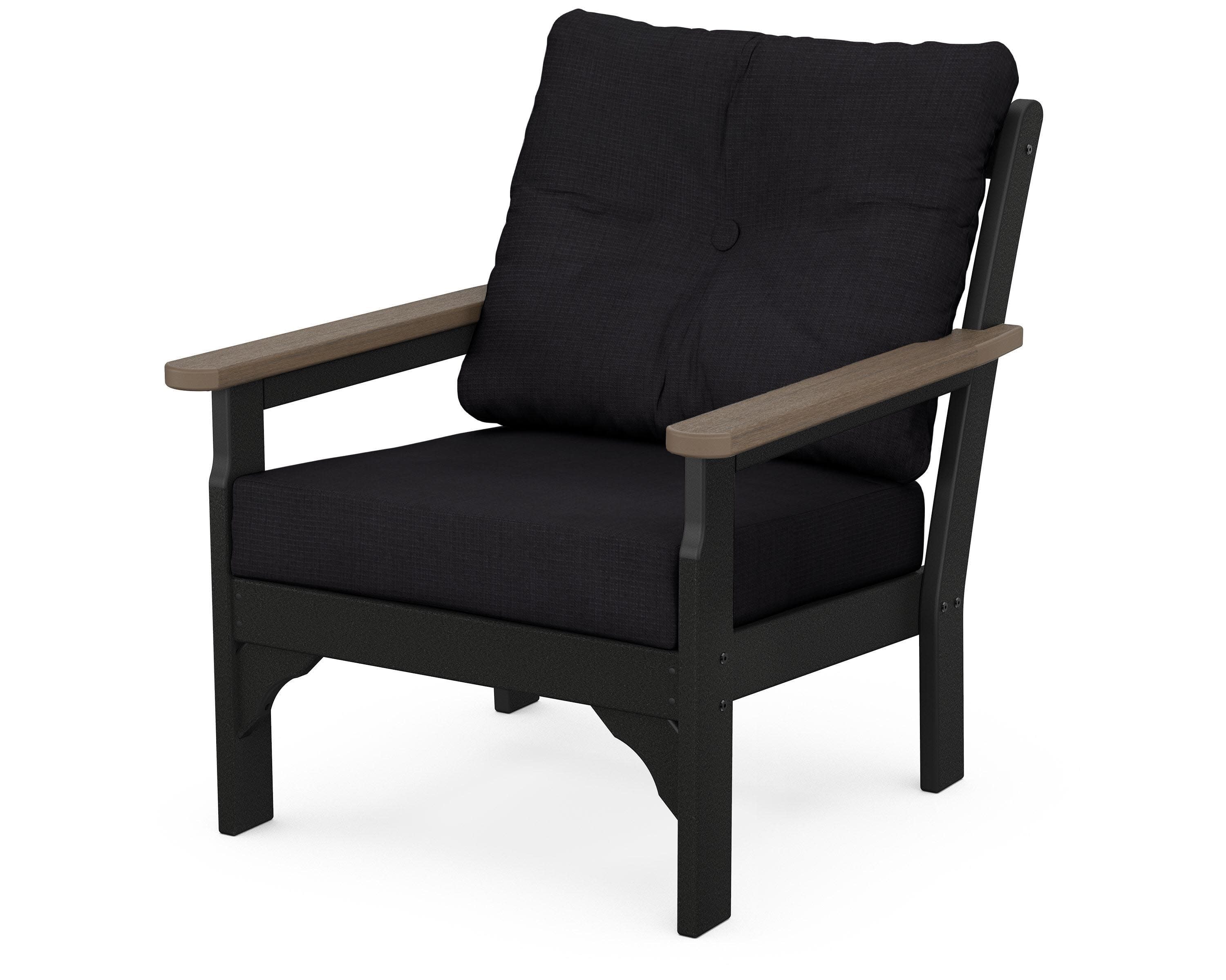Vineyard Deep Seating Chair in White / Kona / Midnight Linen