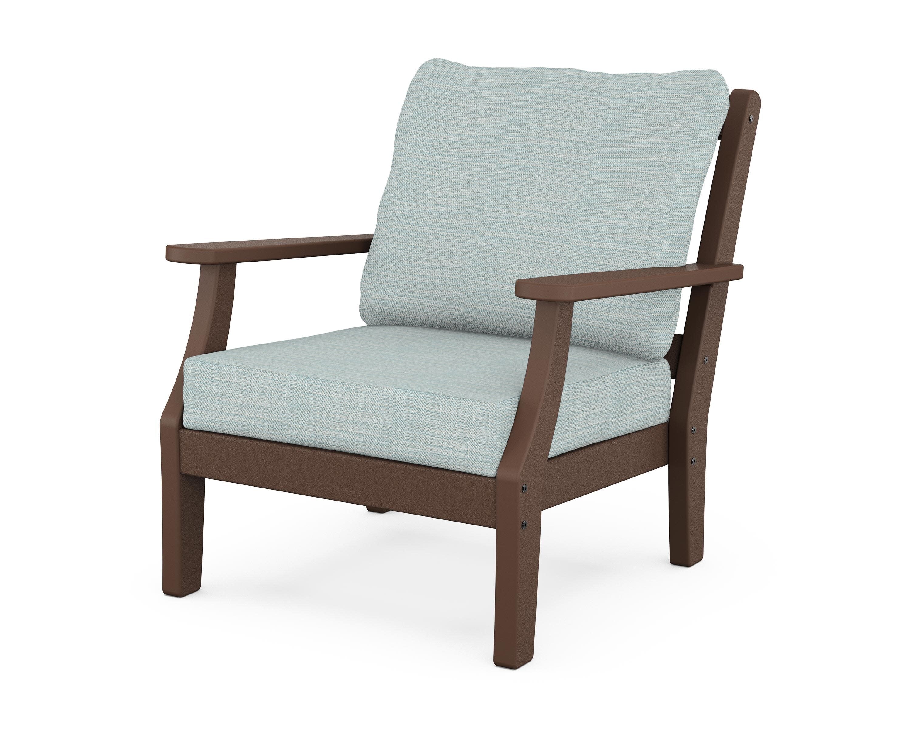 Chinoiserie Deep Seating Chair in Mahogany / Soothe Mist