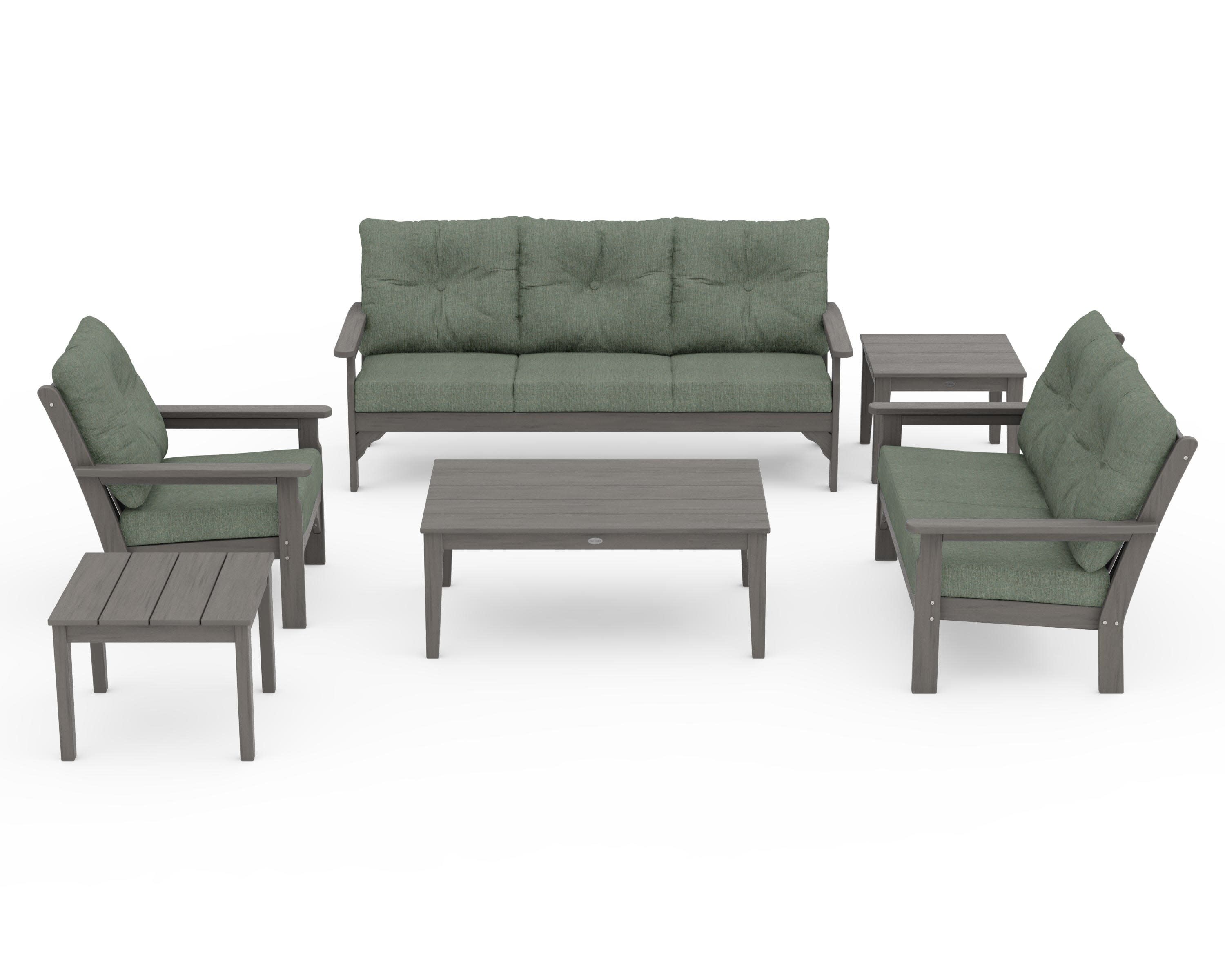 Vineyard 6-Piece Deep Seating Set in Driftwood / Cast Sage