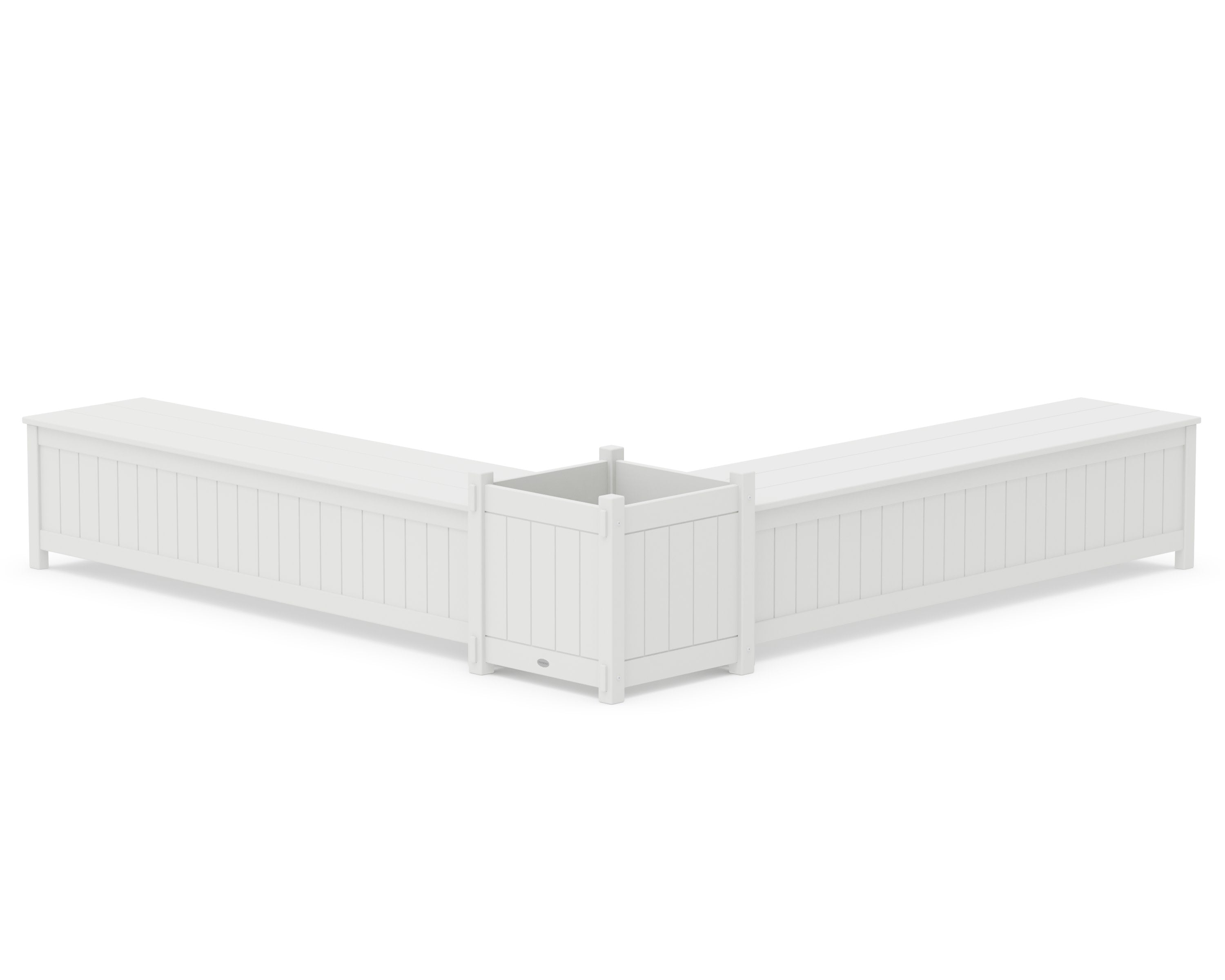 72" Vineyard L- Shaped Planter Storage Bench Set- Large in White